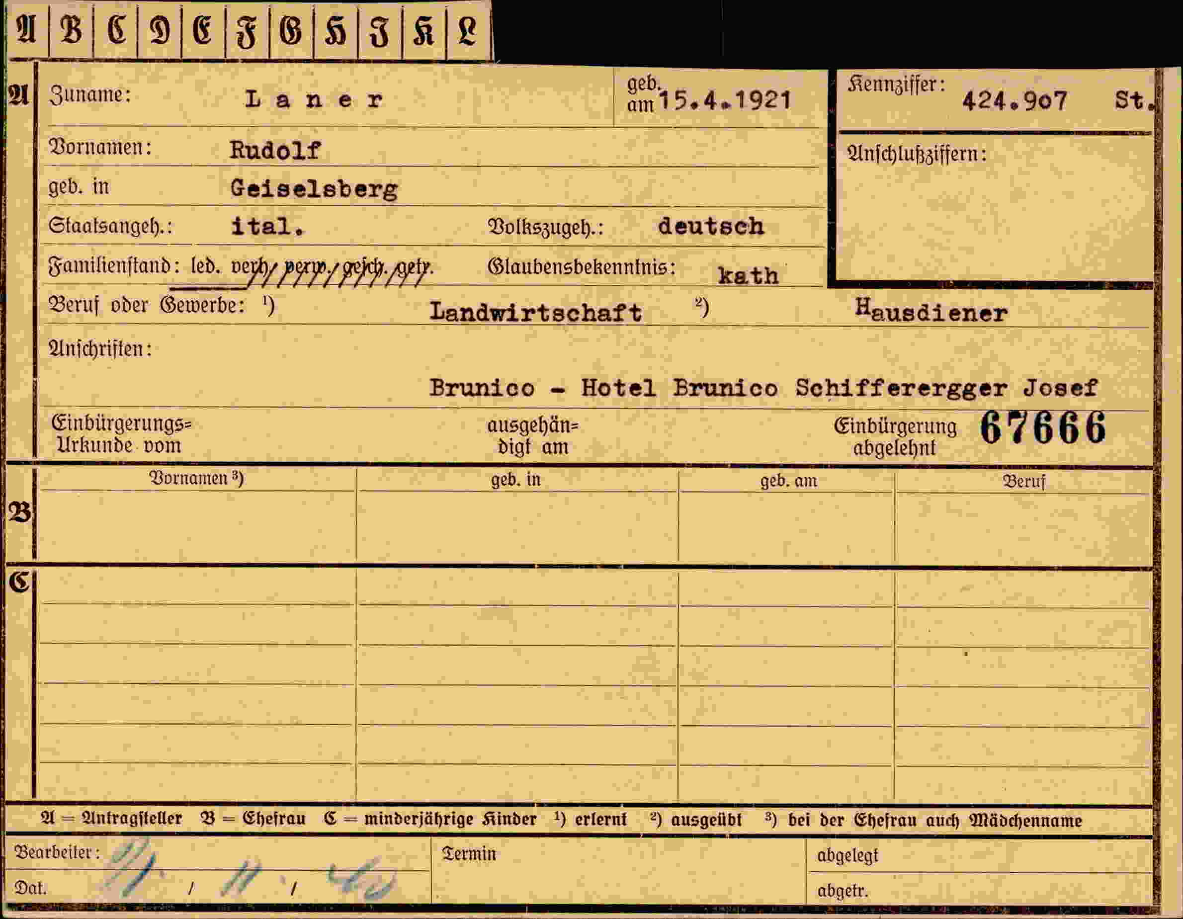 Dokument für Rudolf Laner