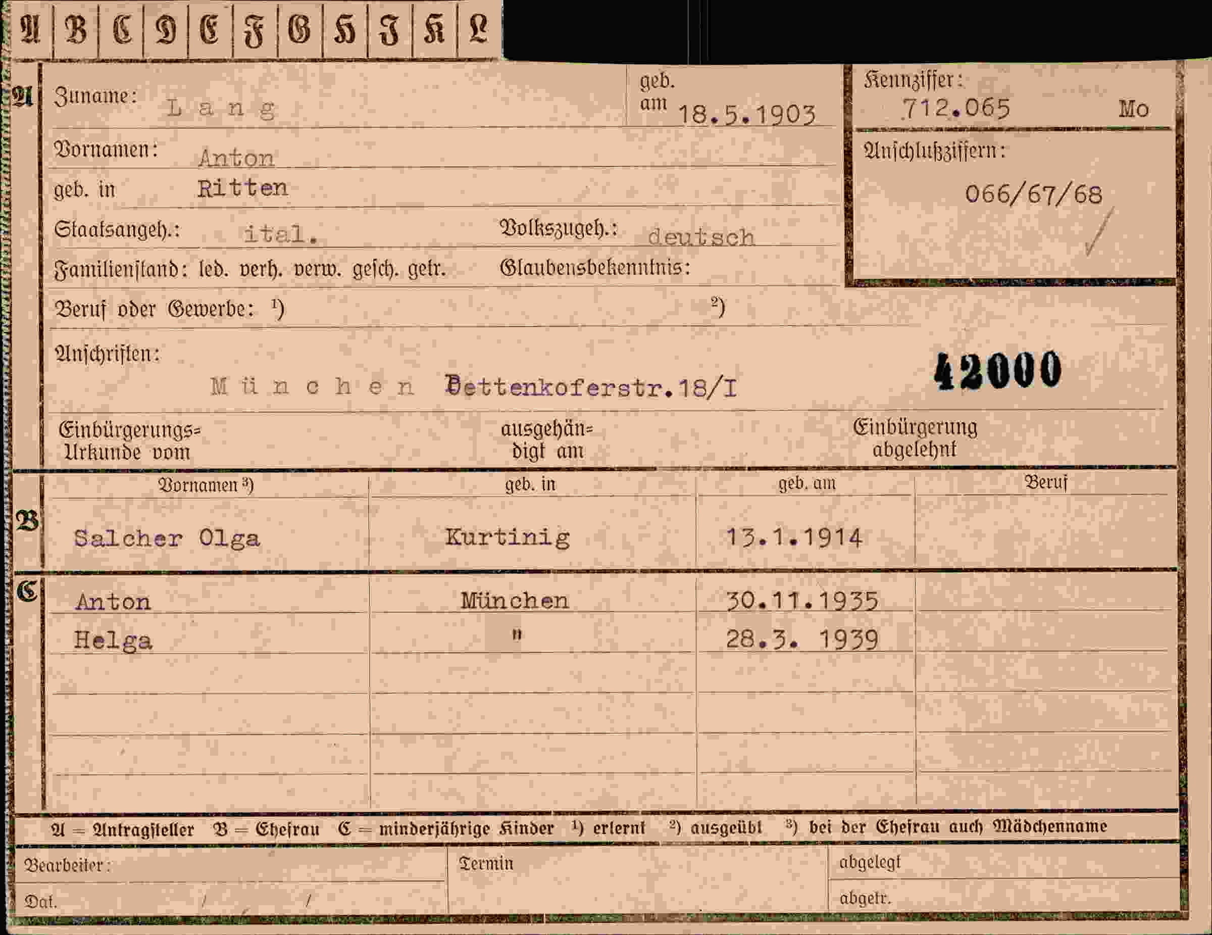Vorderseite des Dokuments