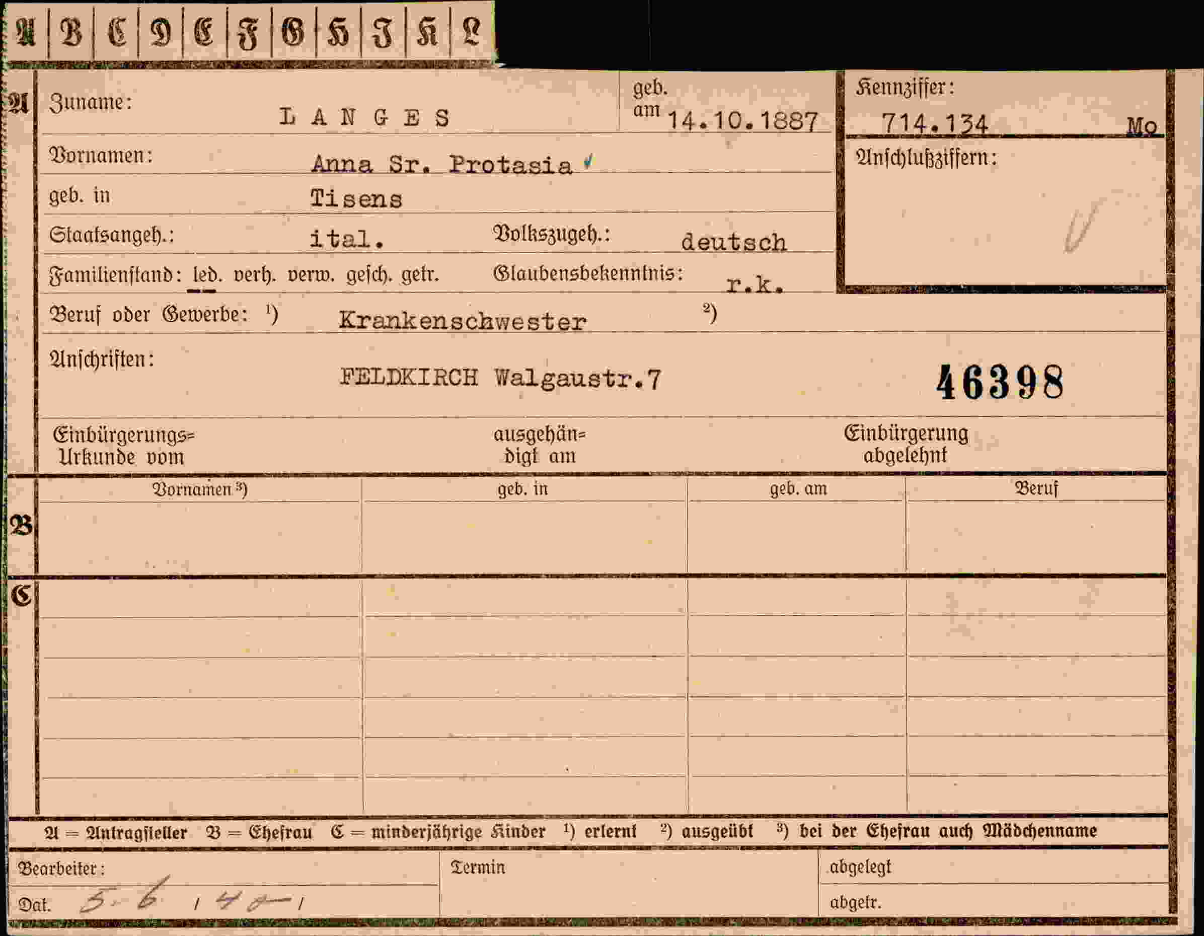 Vorderseite des Dokuments