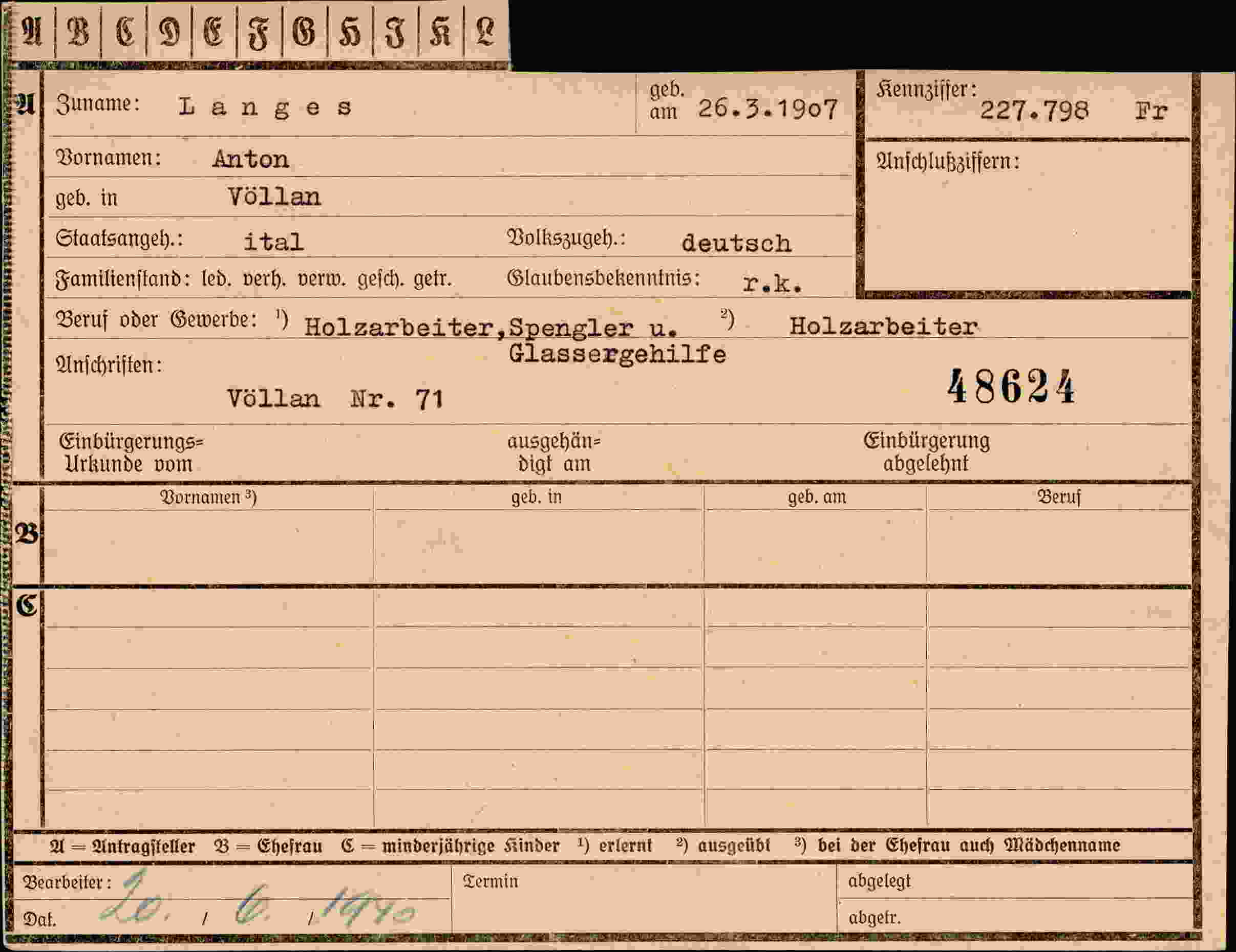 Vorderseite des Dokuments