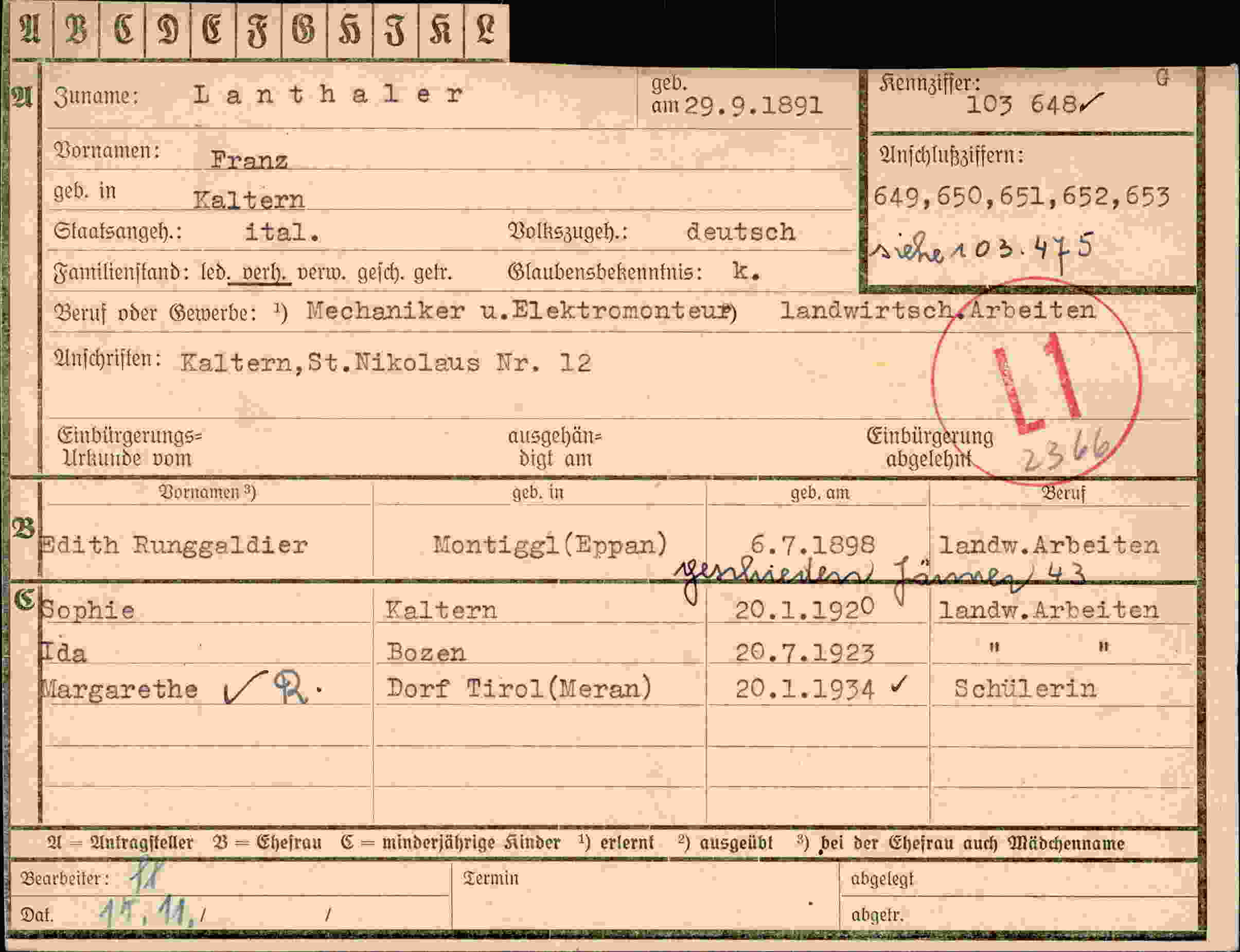 Vorderseite des Dokuments