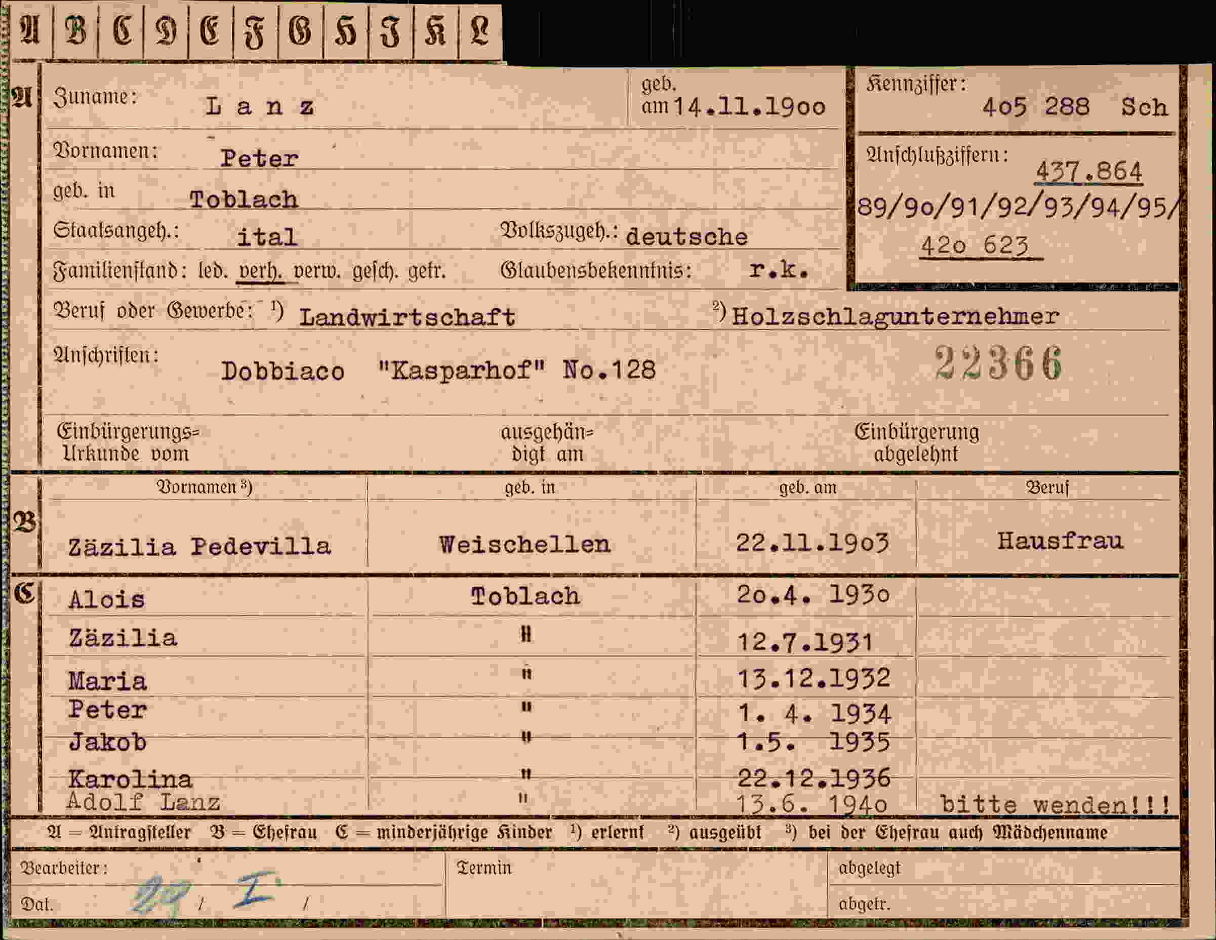 Dokument für Peter Lanz