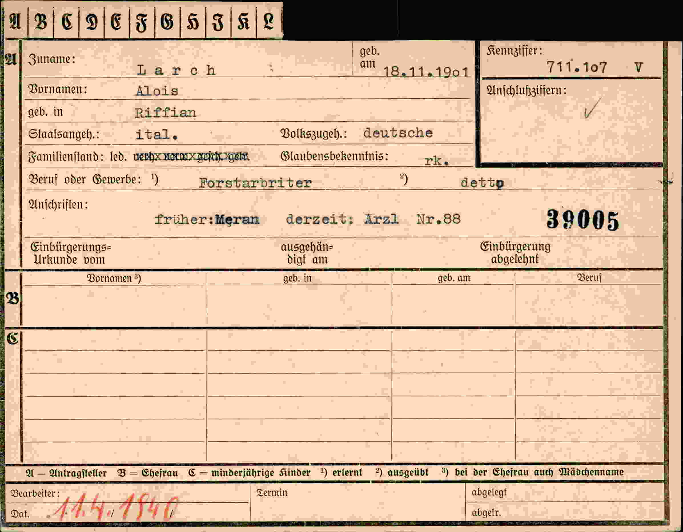 Dokument für Alois Larch