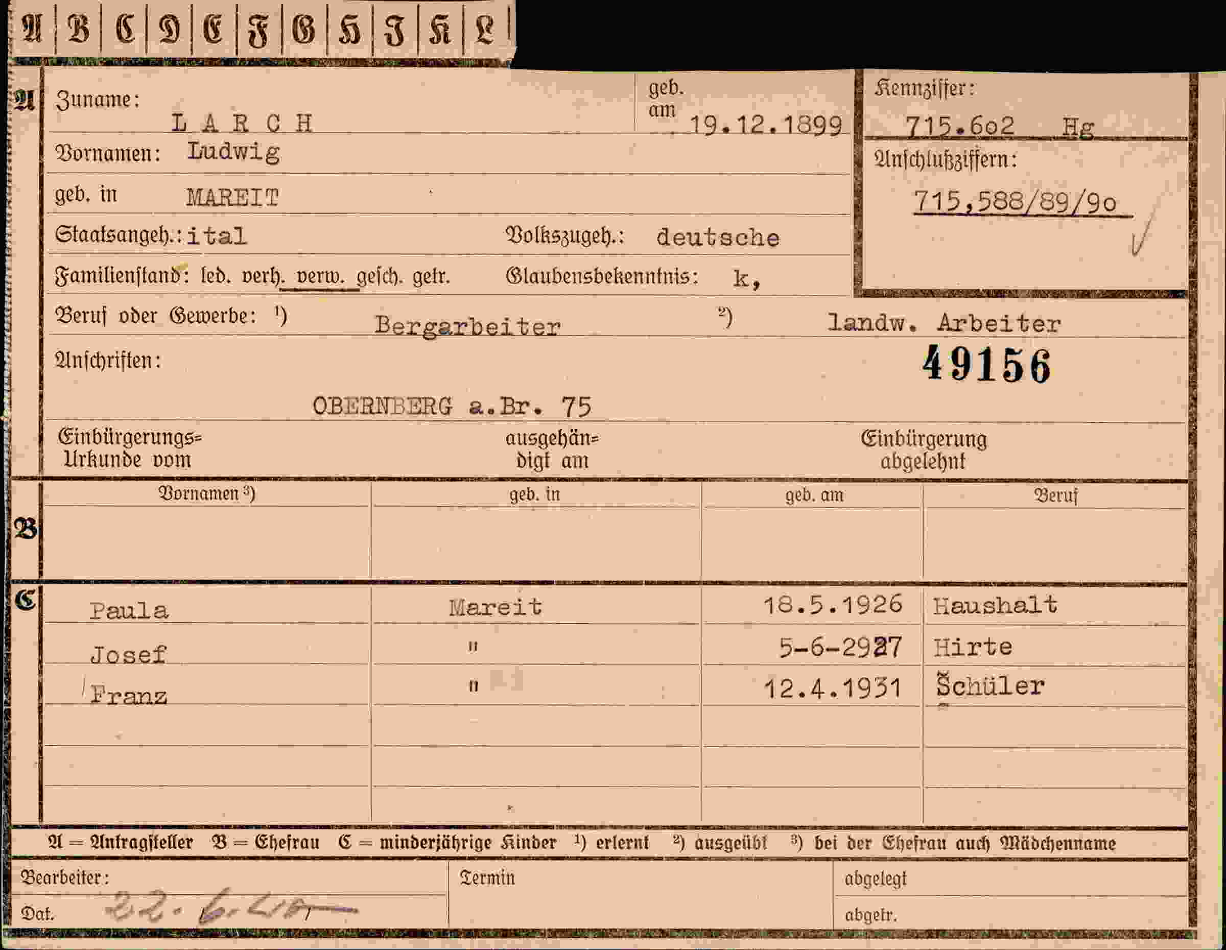 Dokument für Ludwig Larch
