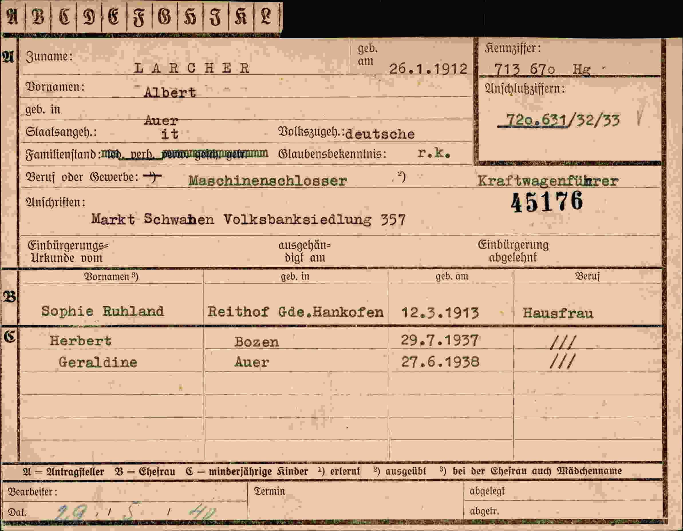 Dokument für Albert Larcher