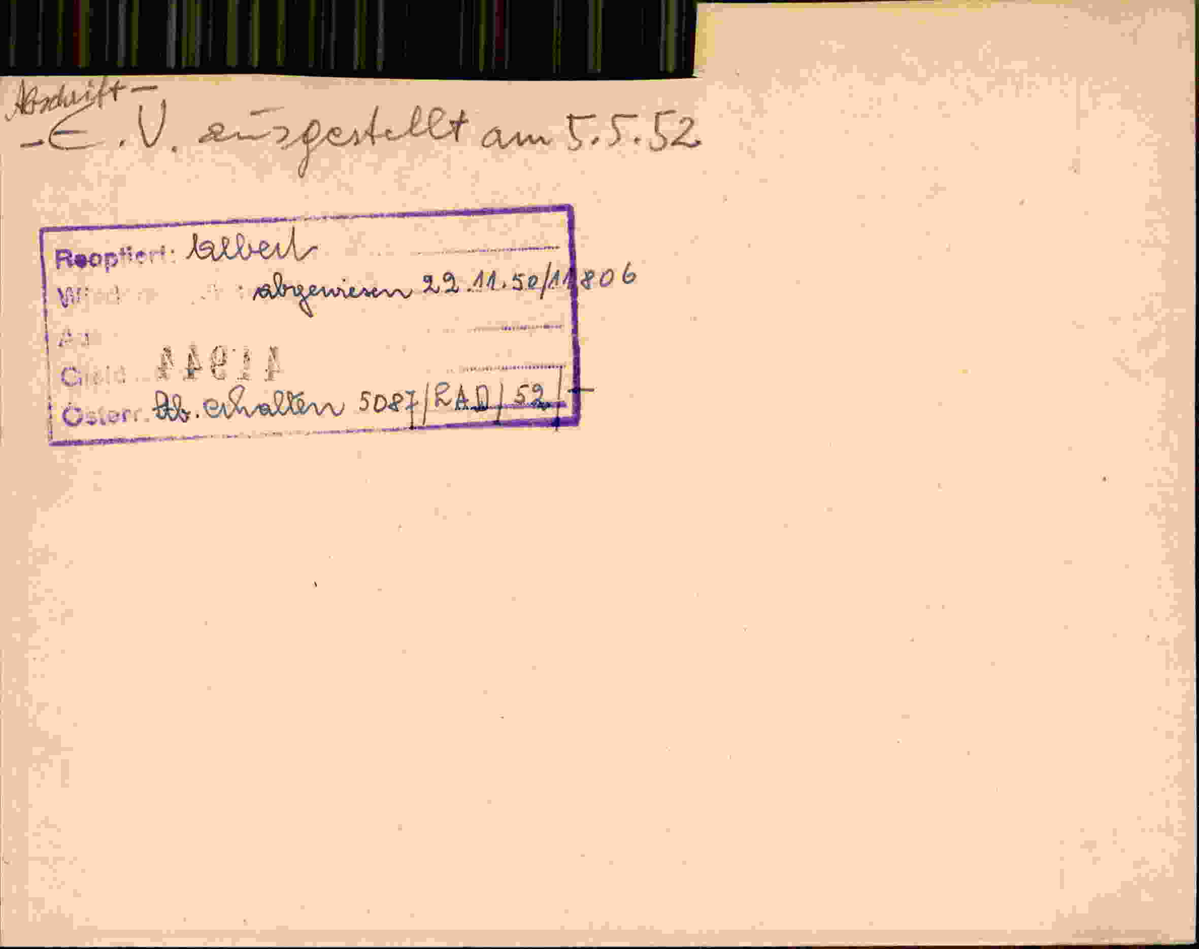 Rückseite des Dokuments