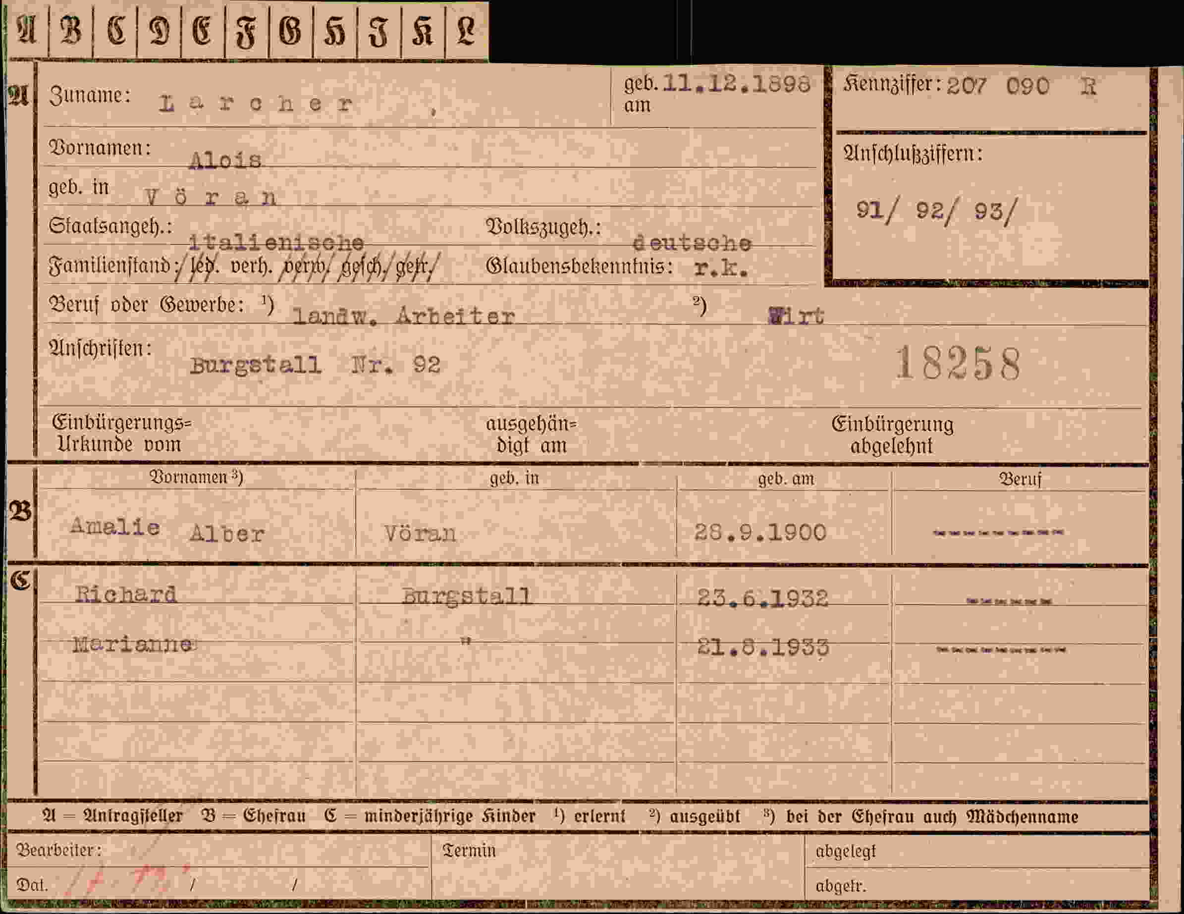 Dokument für Alois Larcher