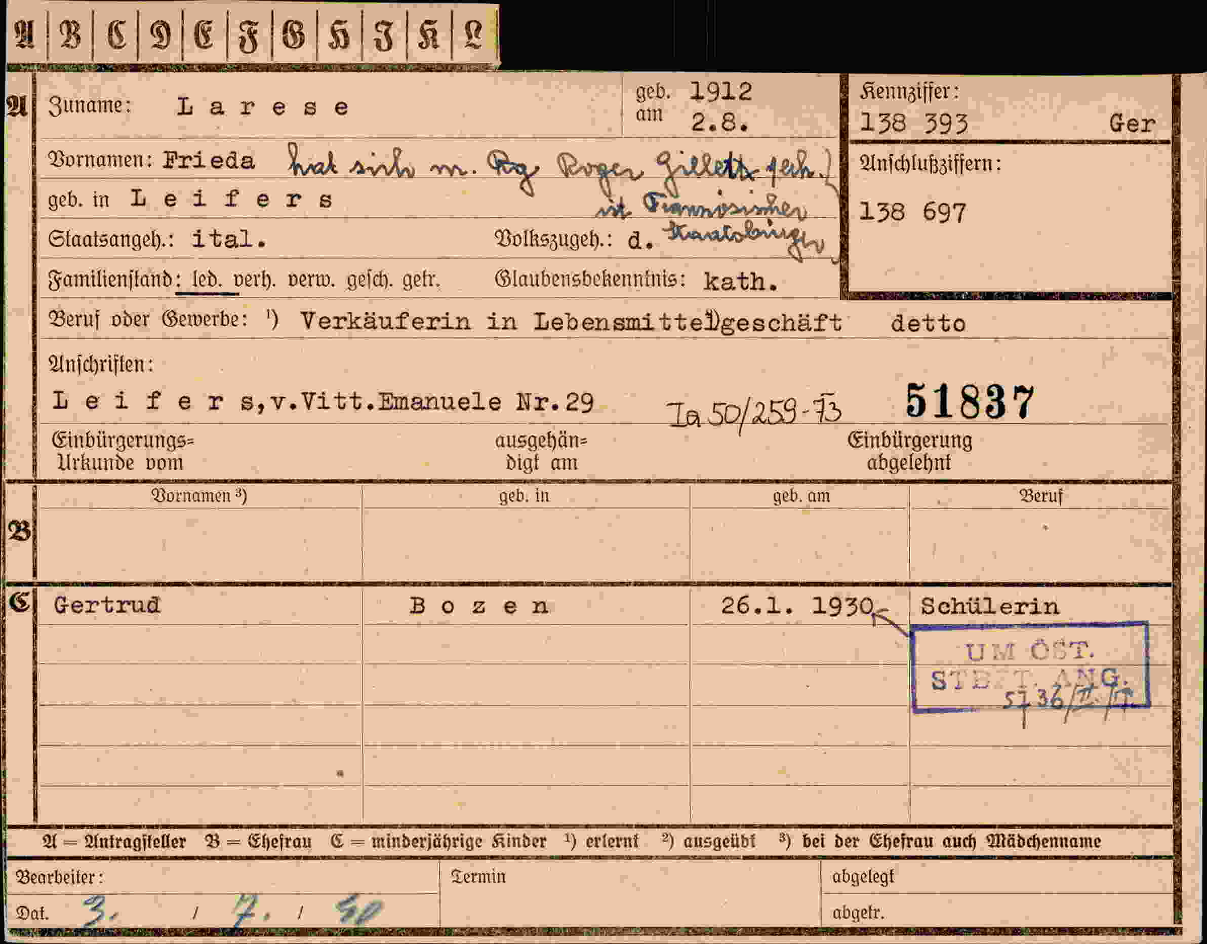 Vorderseite des Dokuments