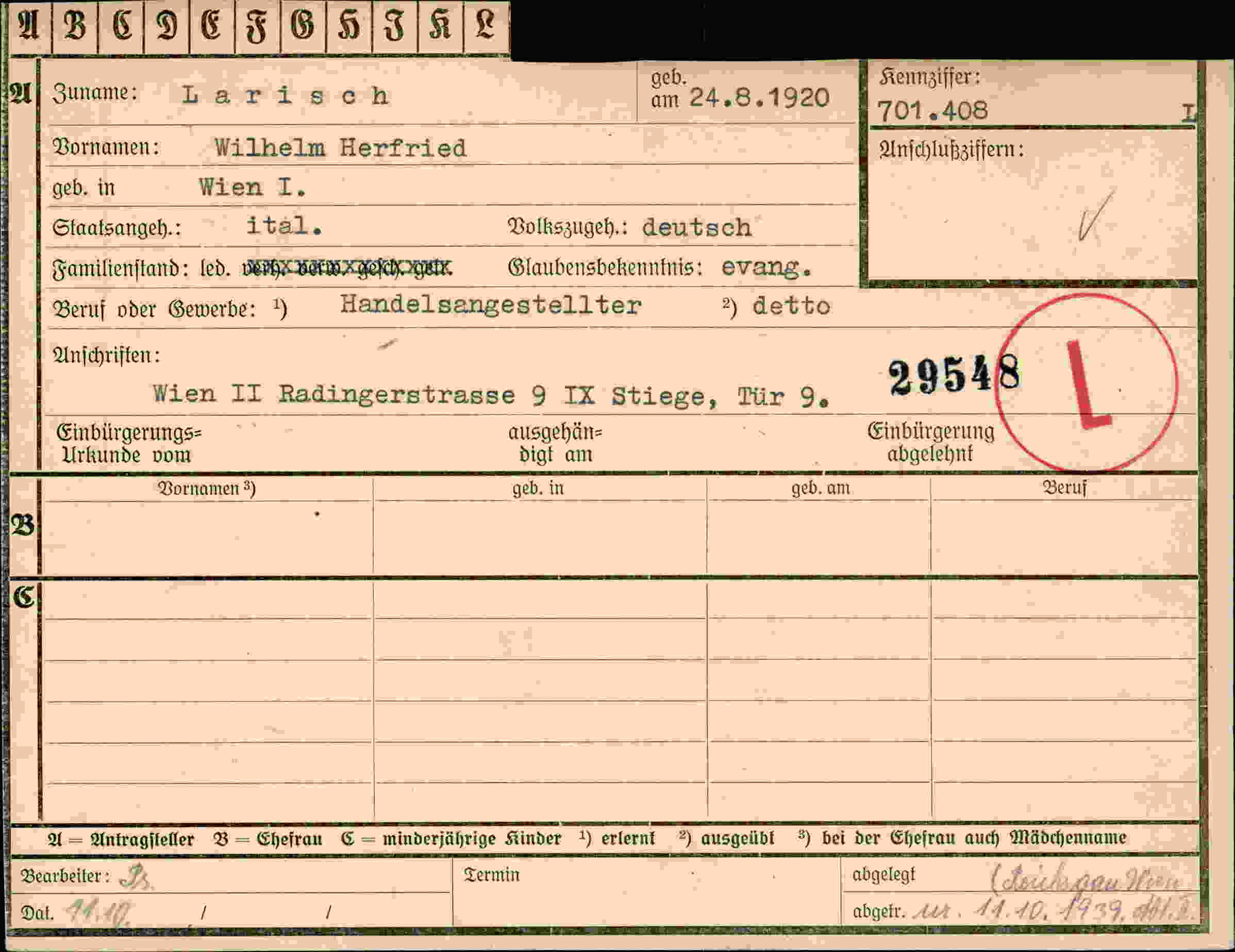 Vorderseite des Dokuments