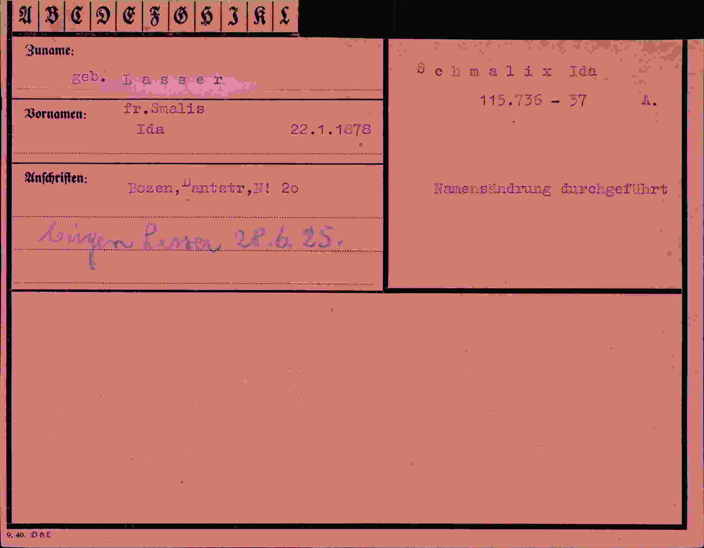 Vorderseite des Dokuments