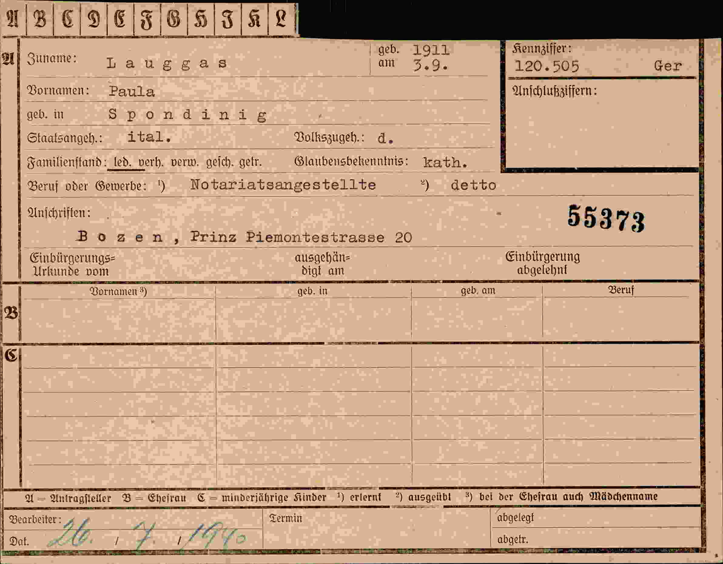 Dokument für Paula Lauggas