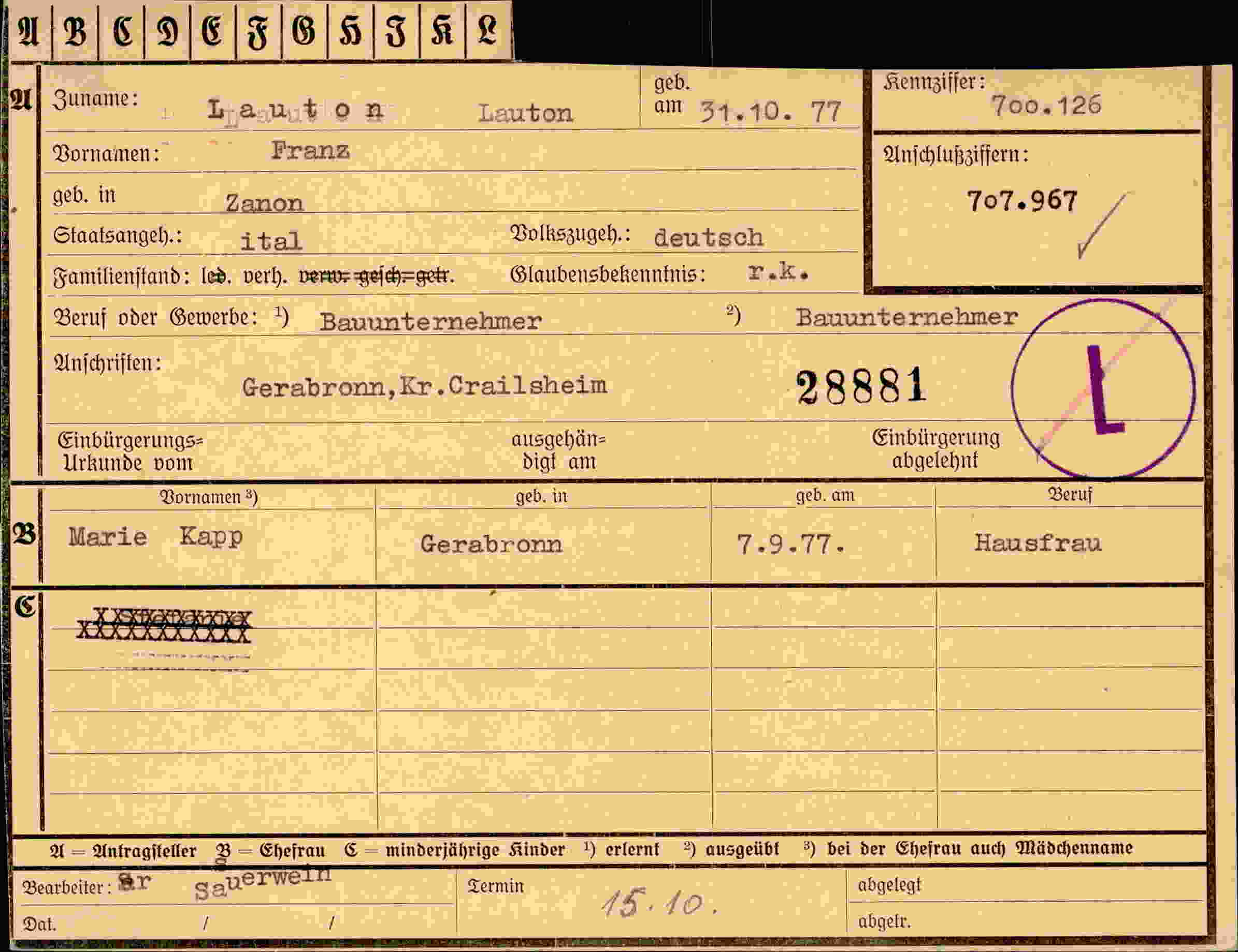 Dokument für Franz Lauton