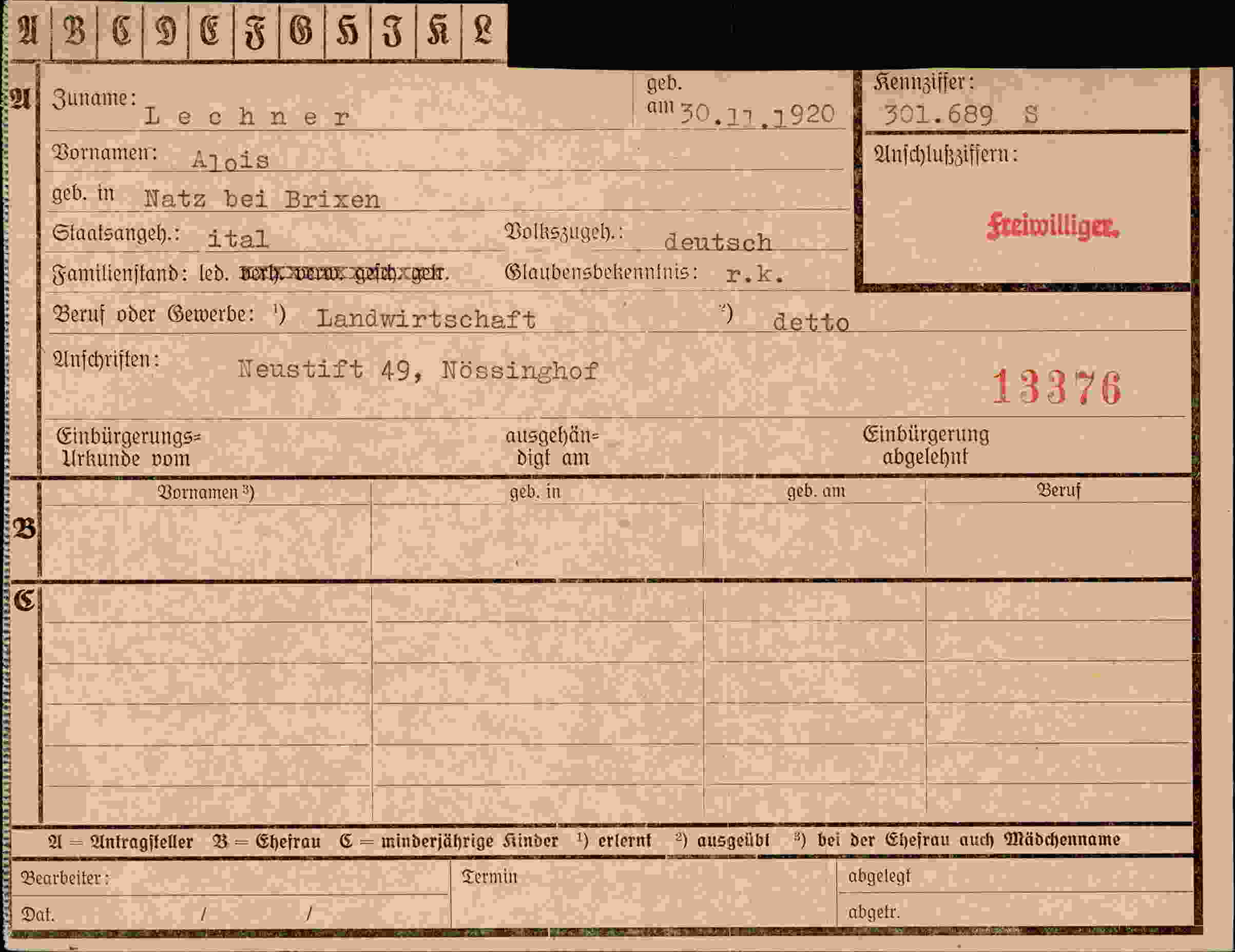 Dokument für Alois Lechner