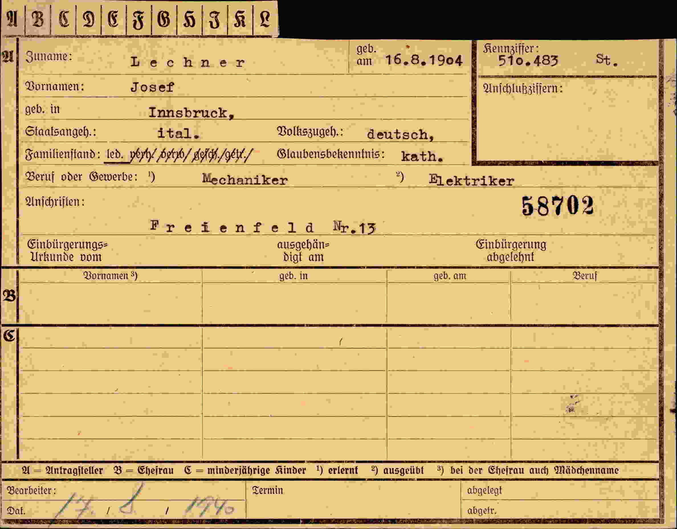 Dokument für Josef Lechner