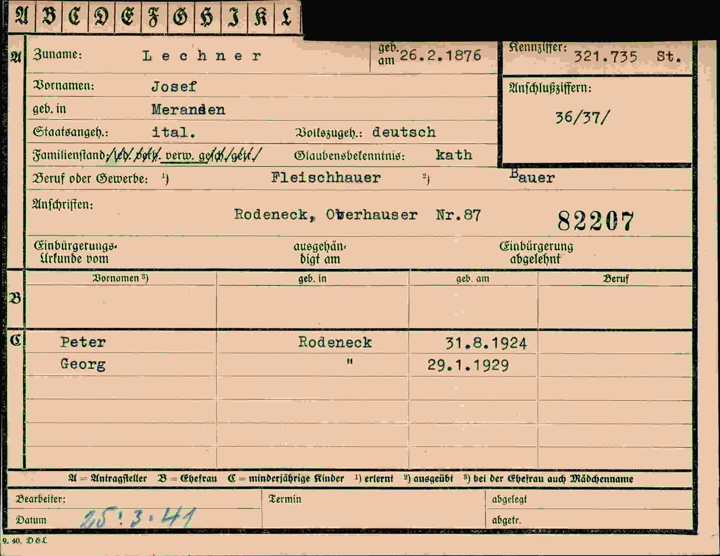 Vorderseite des Dokuments