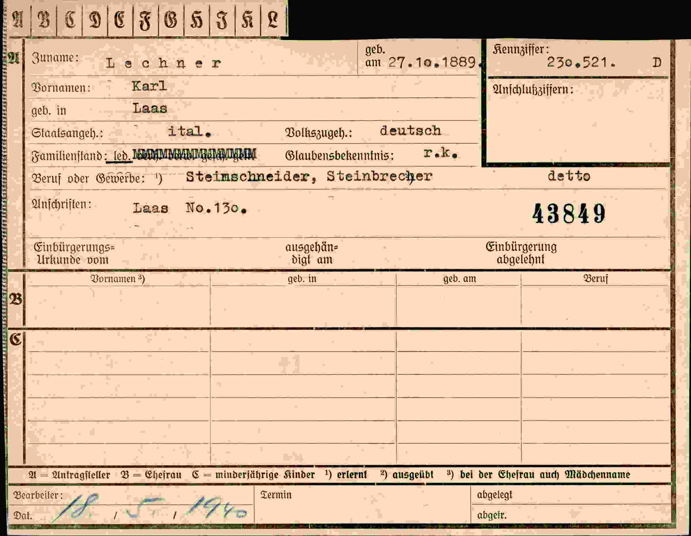 Dokument für Karl Lechner