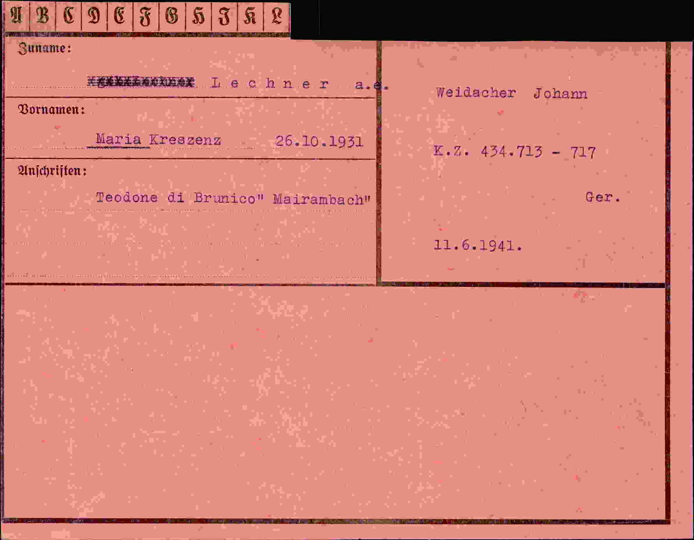 Vorderseite des Dokuments