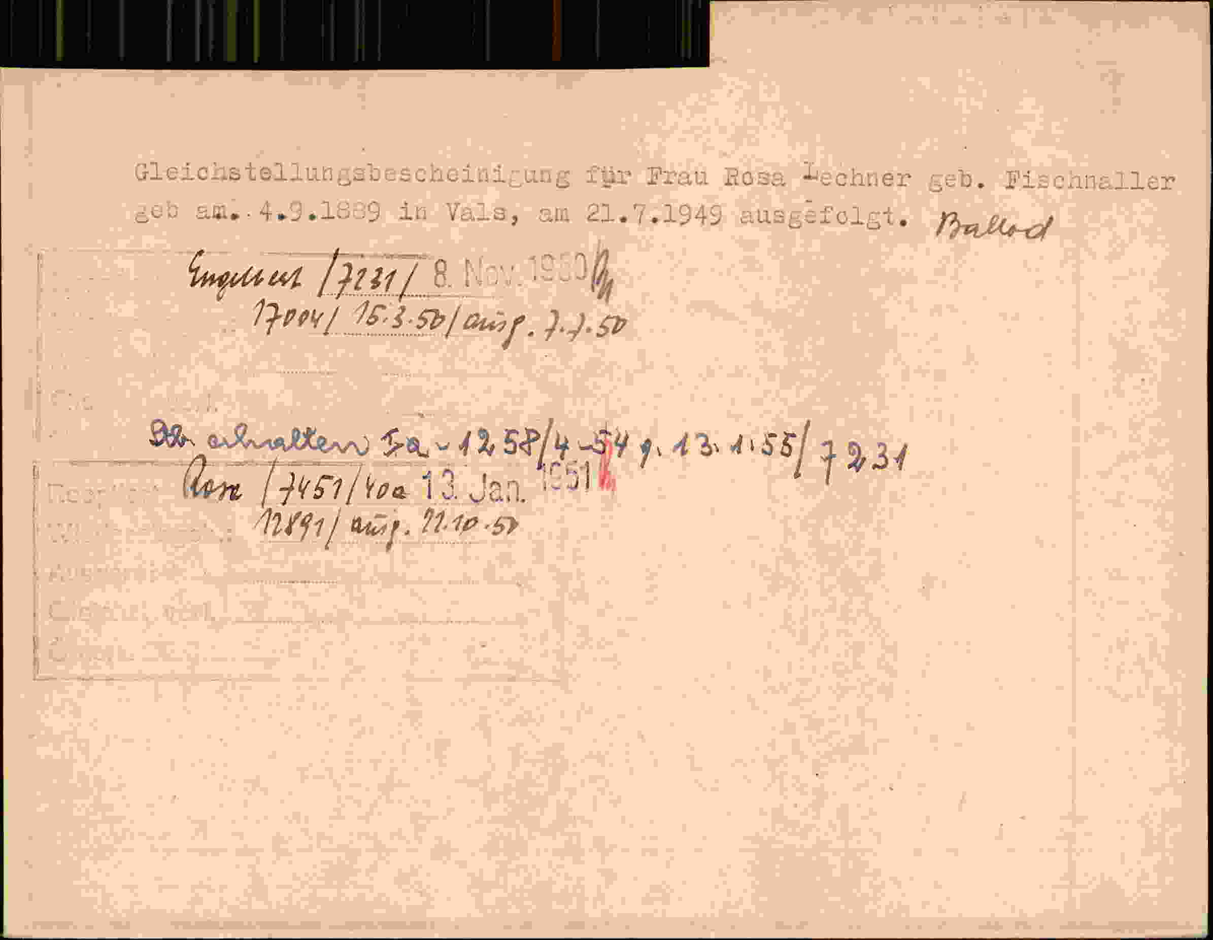 Rückseite des Dokuments