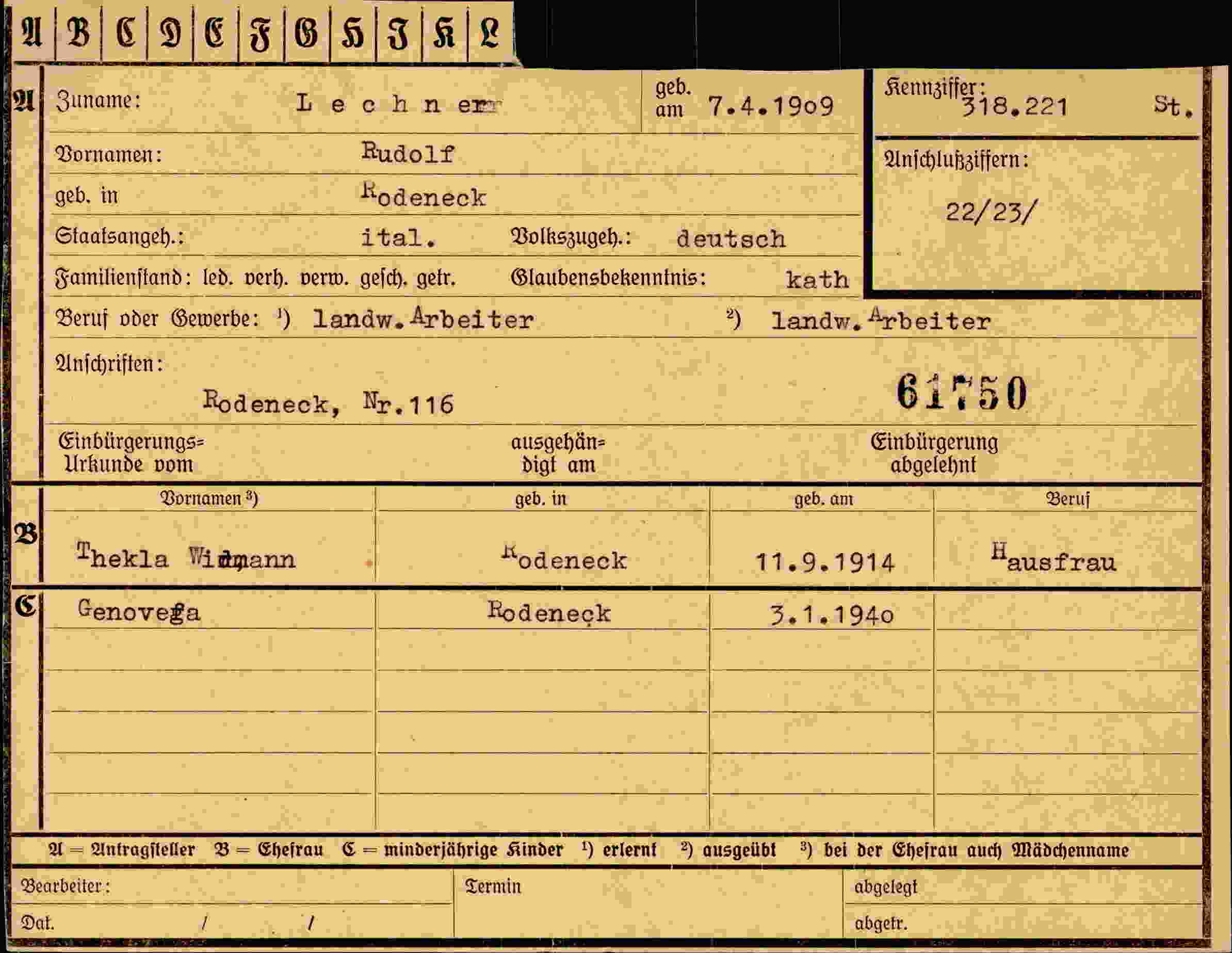 Dokument für Rudolf Lechner