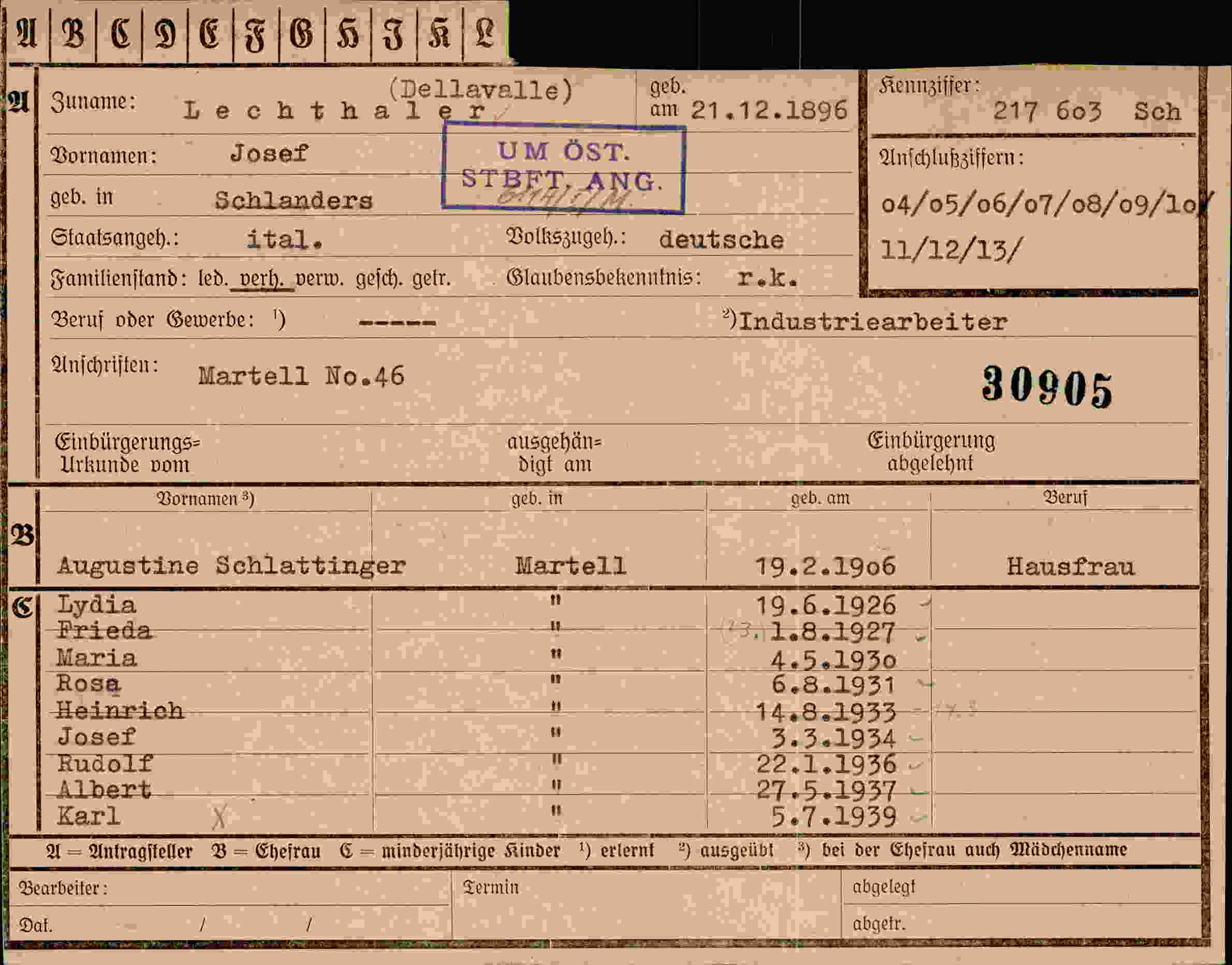 Vorderseite des Dokuments