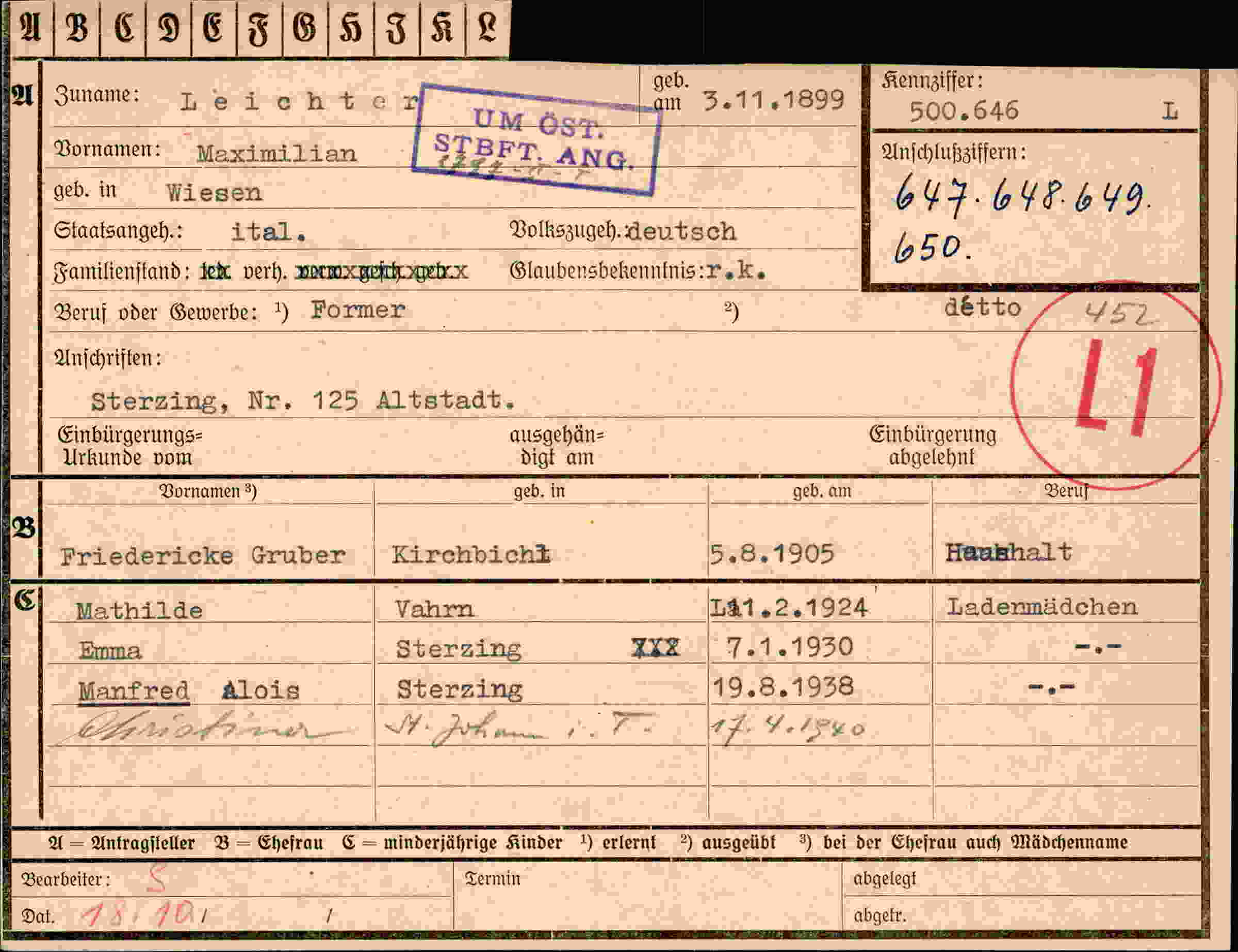 Dokument für Maximilian Leichter