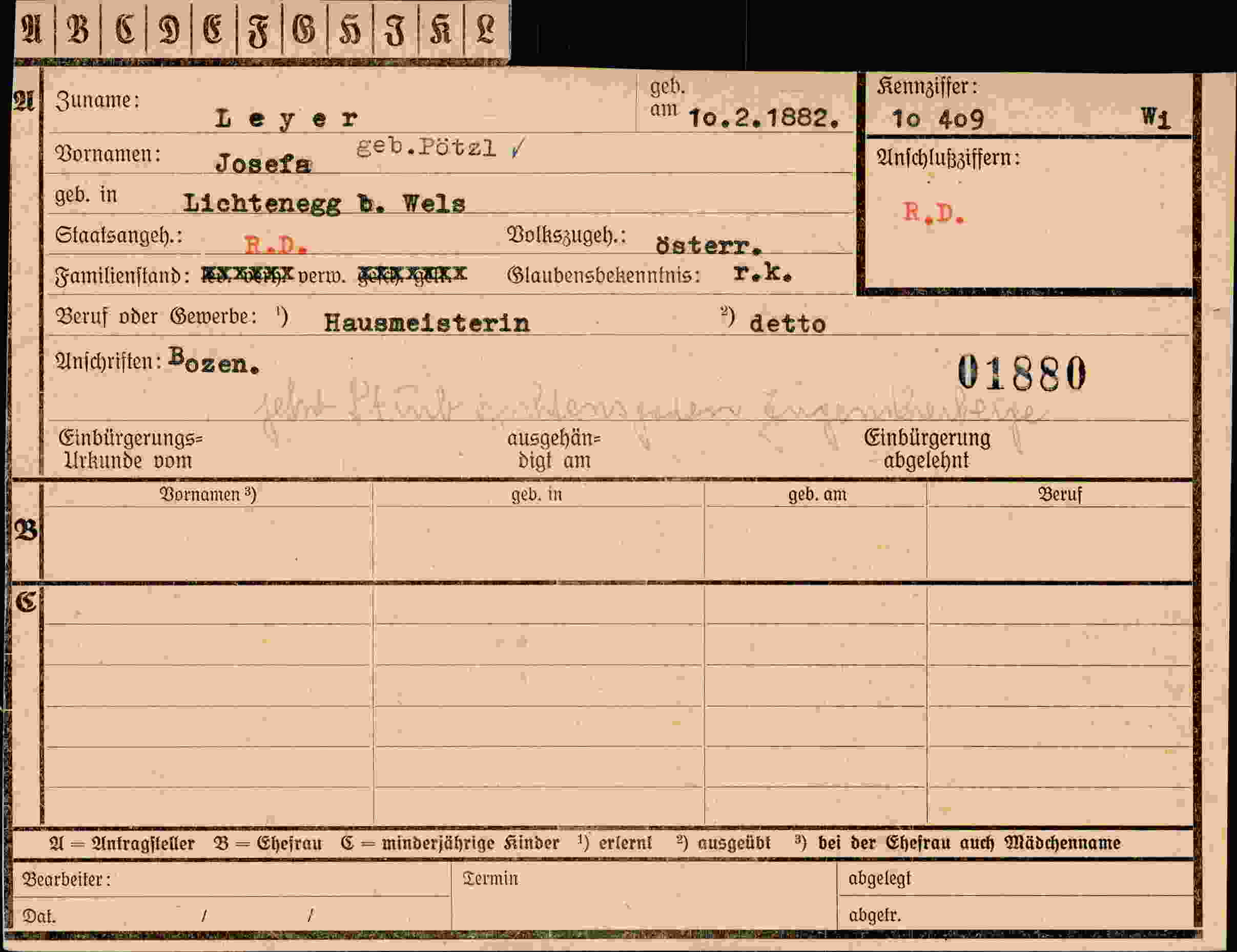 Vorderseite des Dokuments