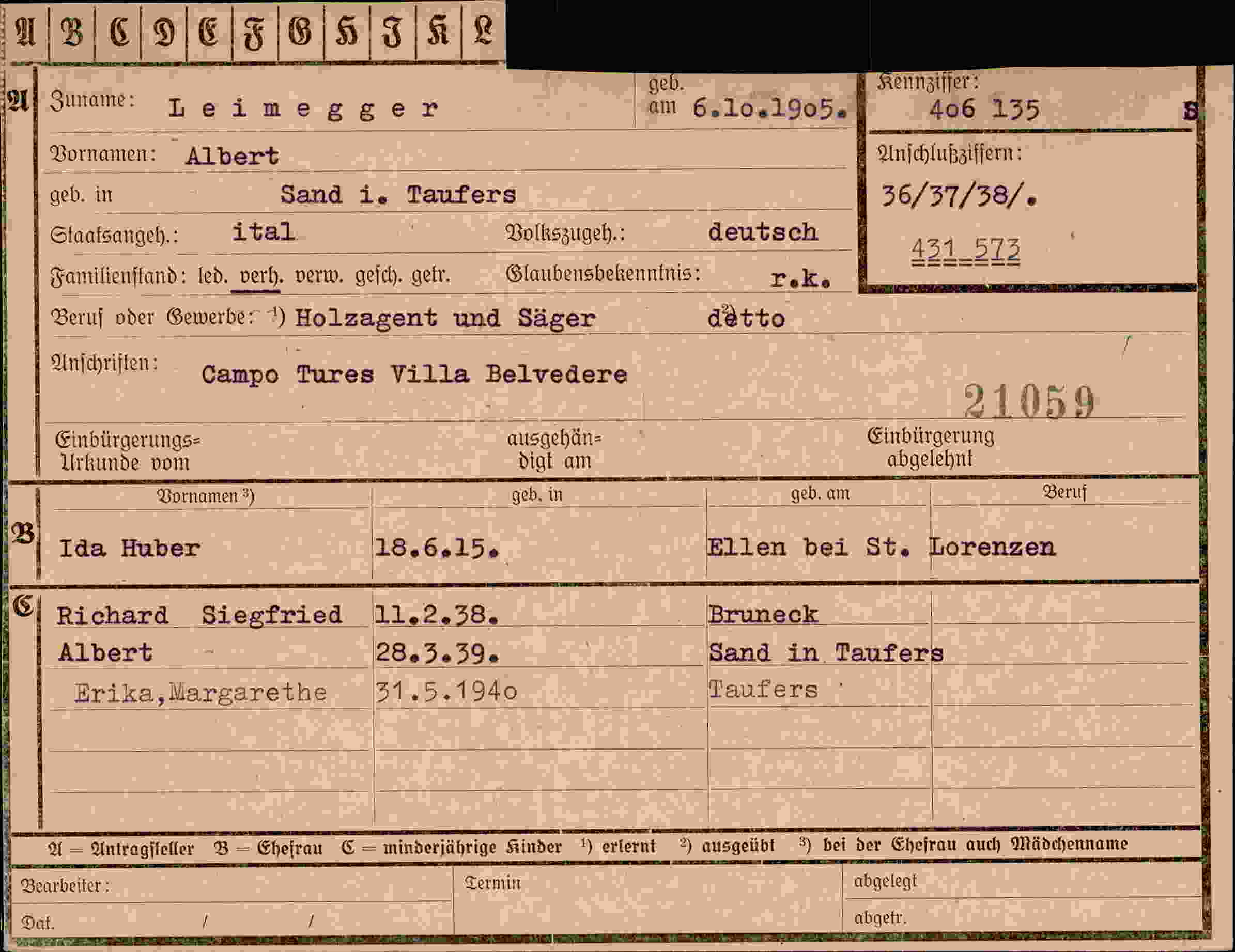 Vorderseite des Dokuments