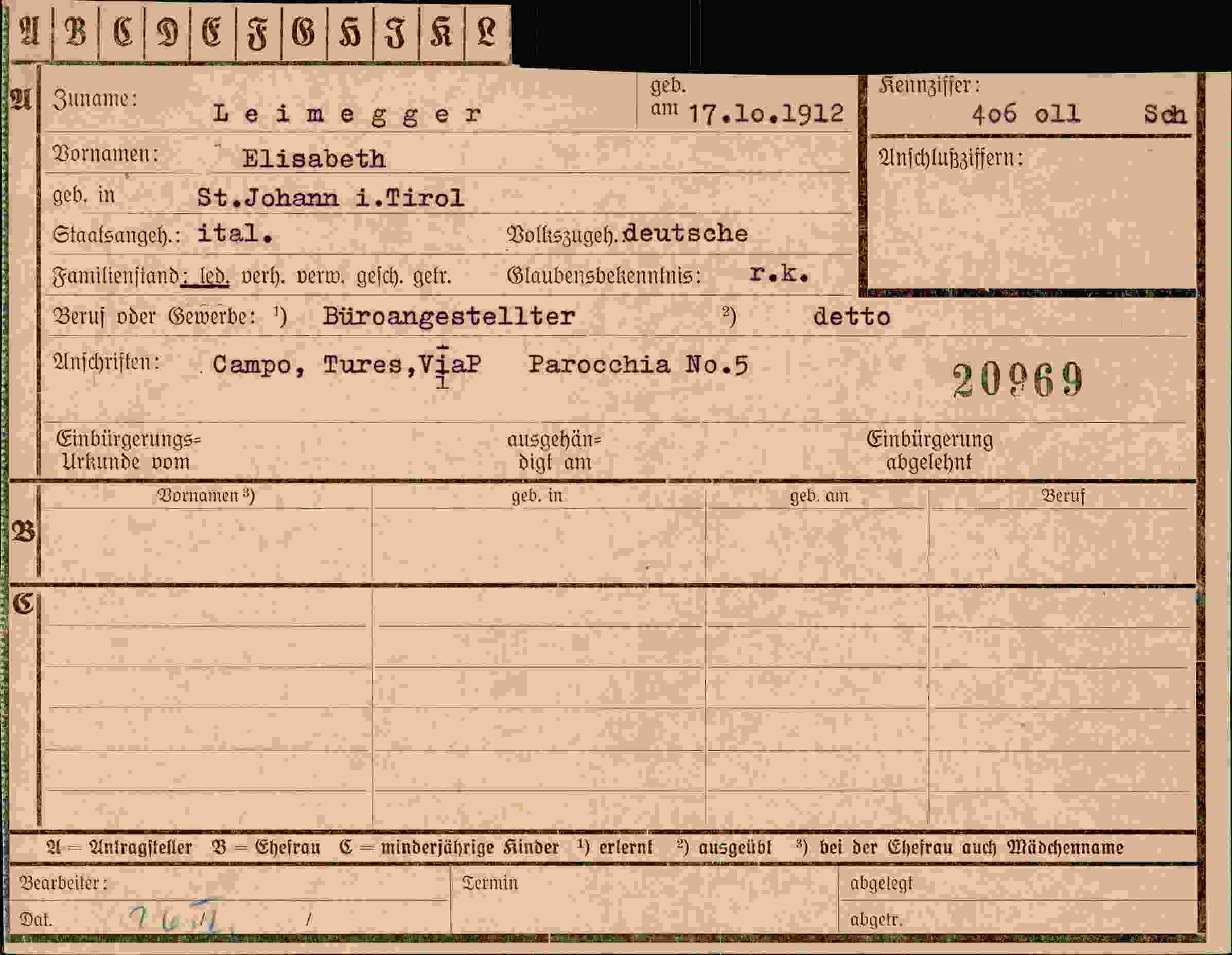 Vorderseite des Dokuments