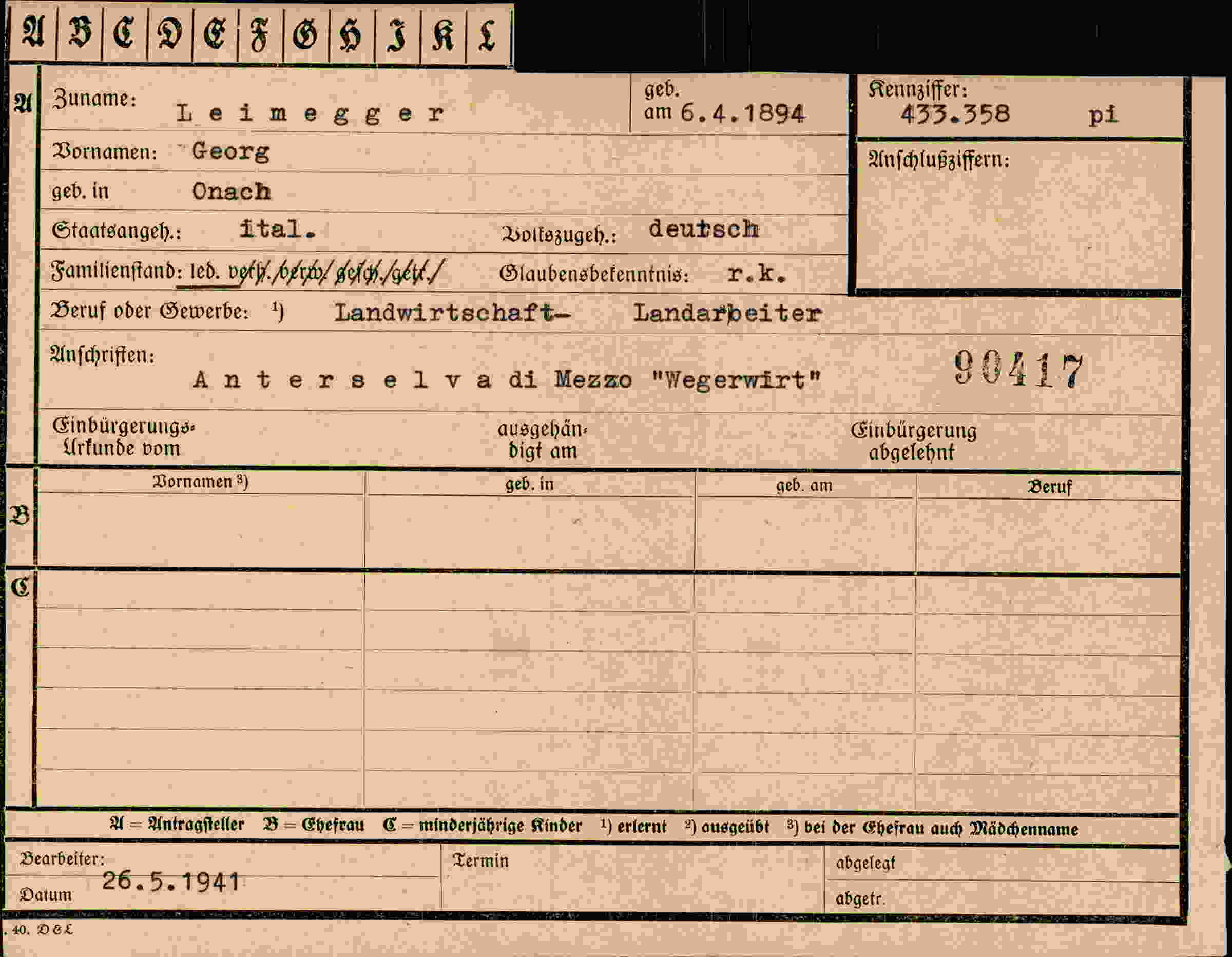 Dokument für Georg Leimegger