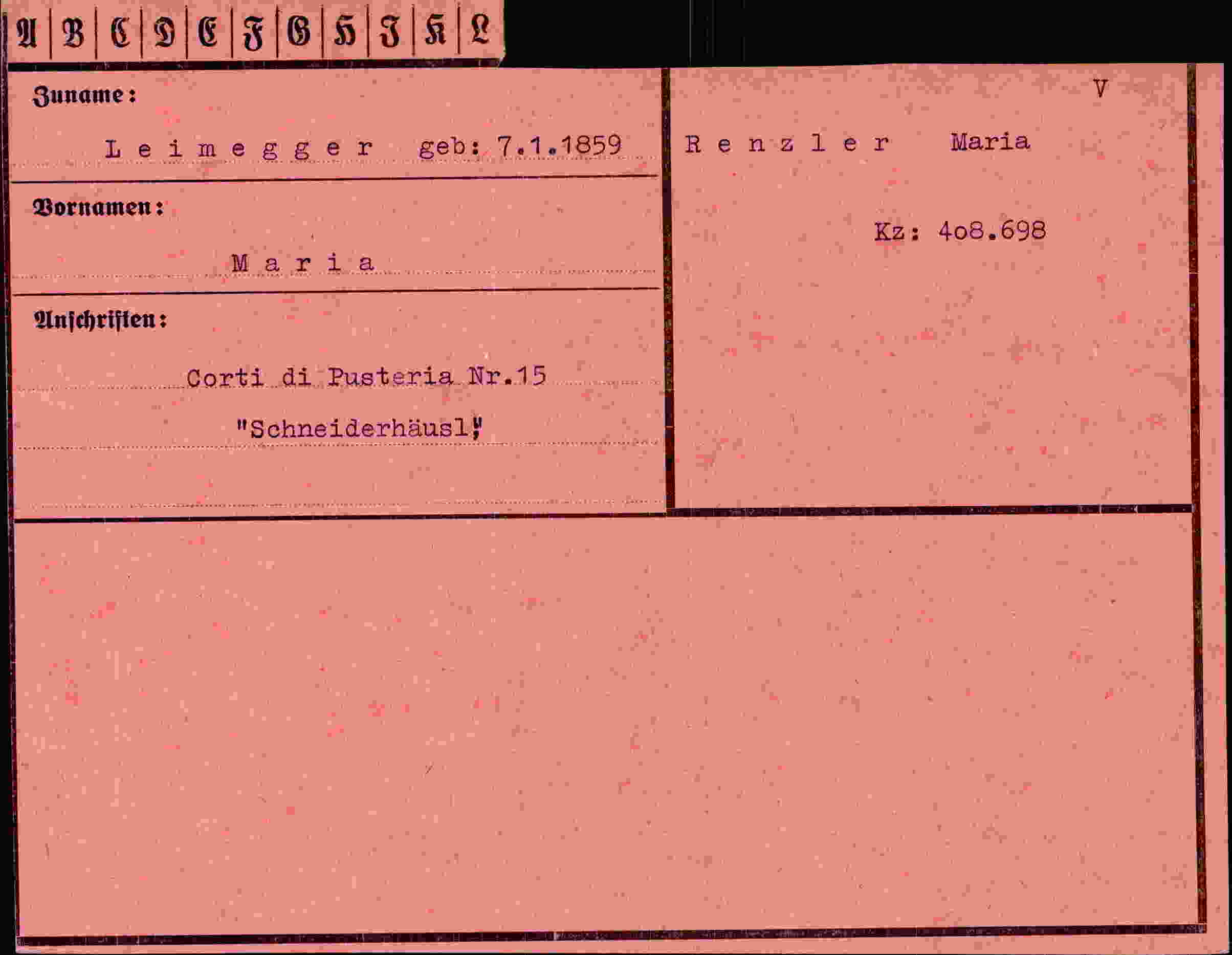 Vorderseite des Dokuments