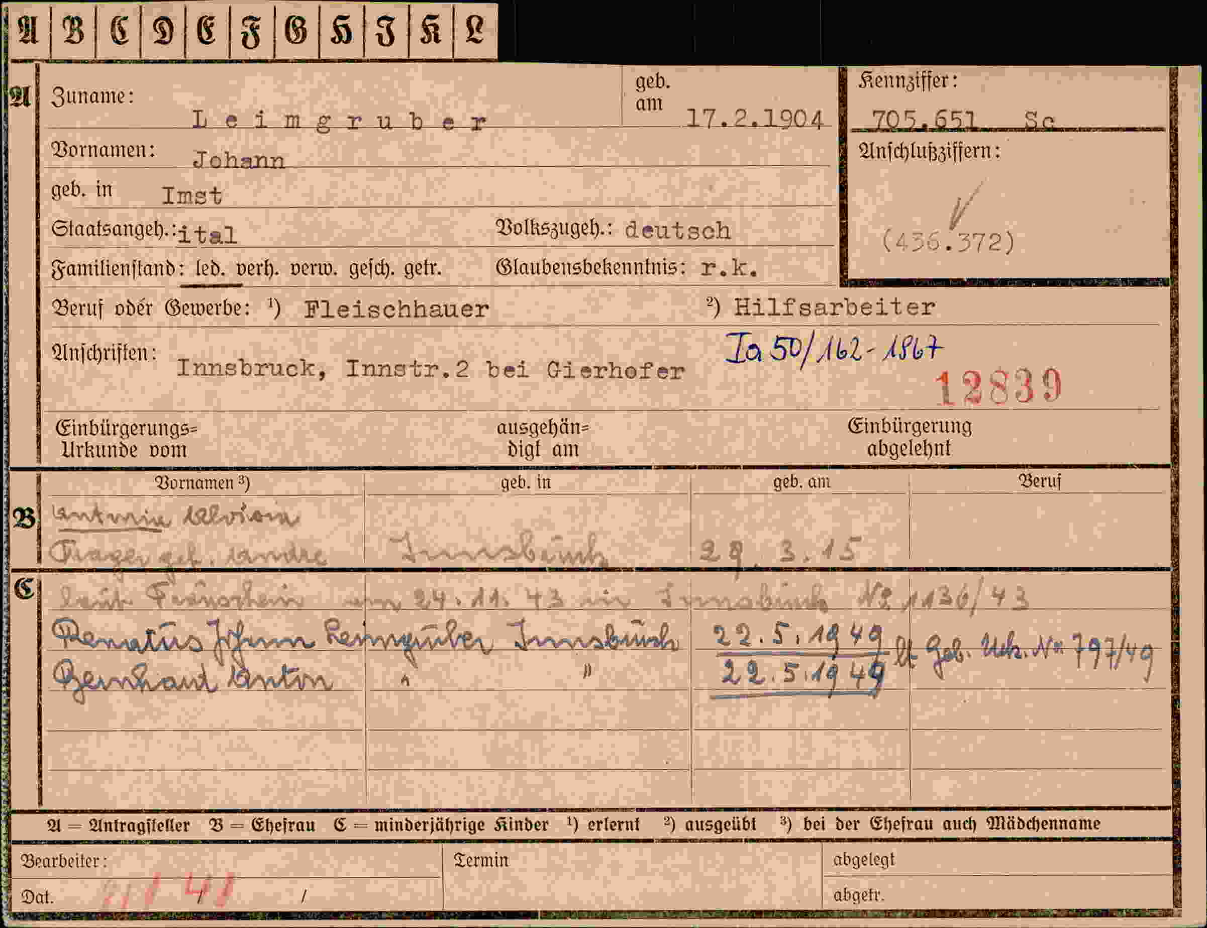 Dokument für Johan Leimgrub