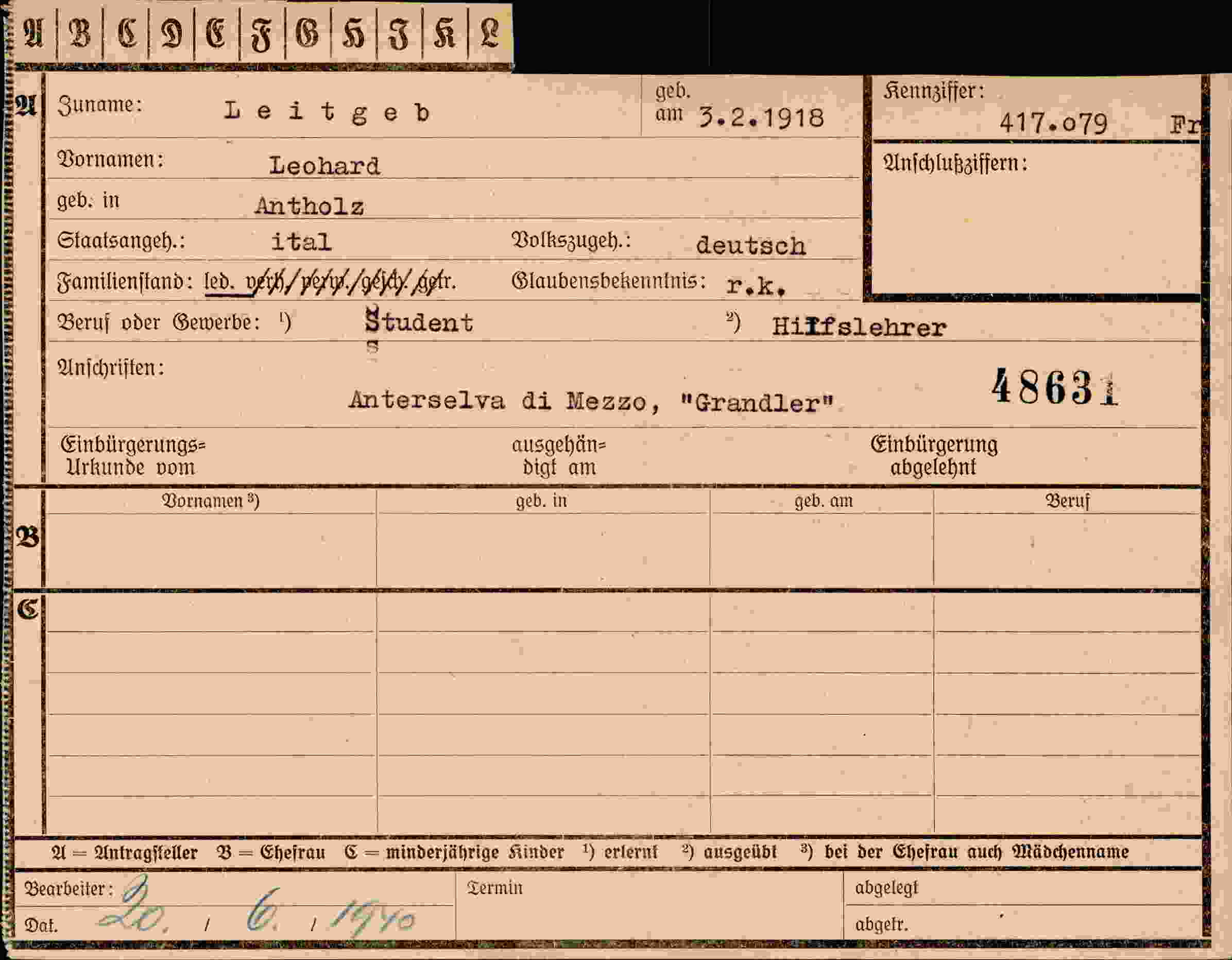 Dokument für Leohard Leitgeb