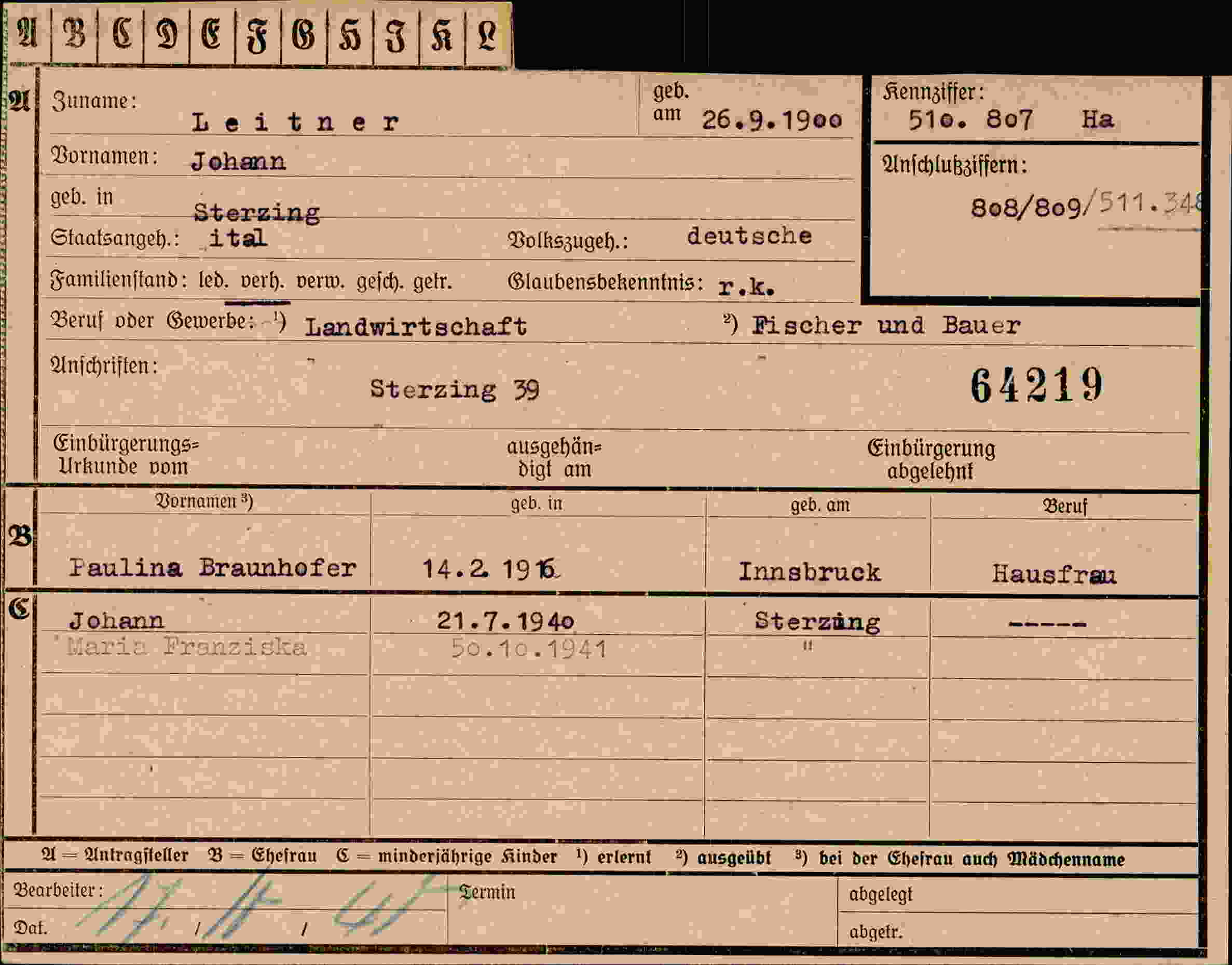 Vorderseite des Dokuments