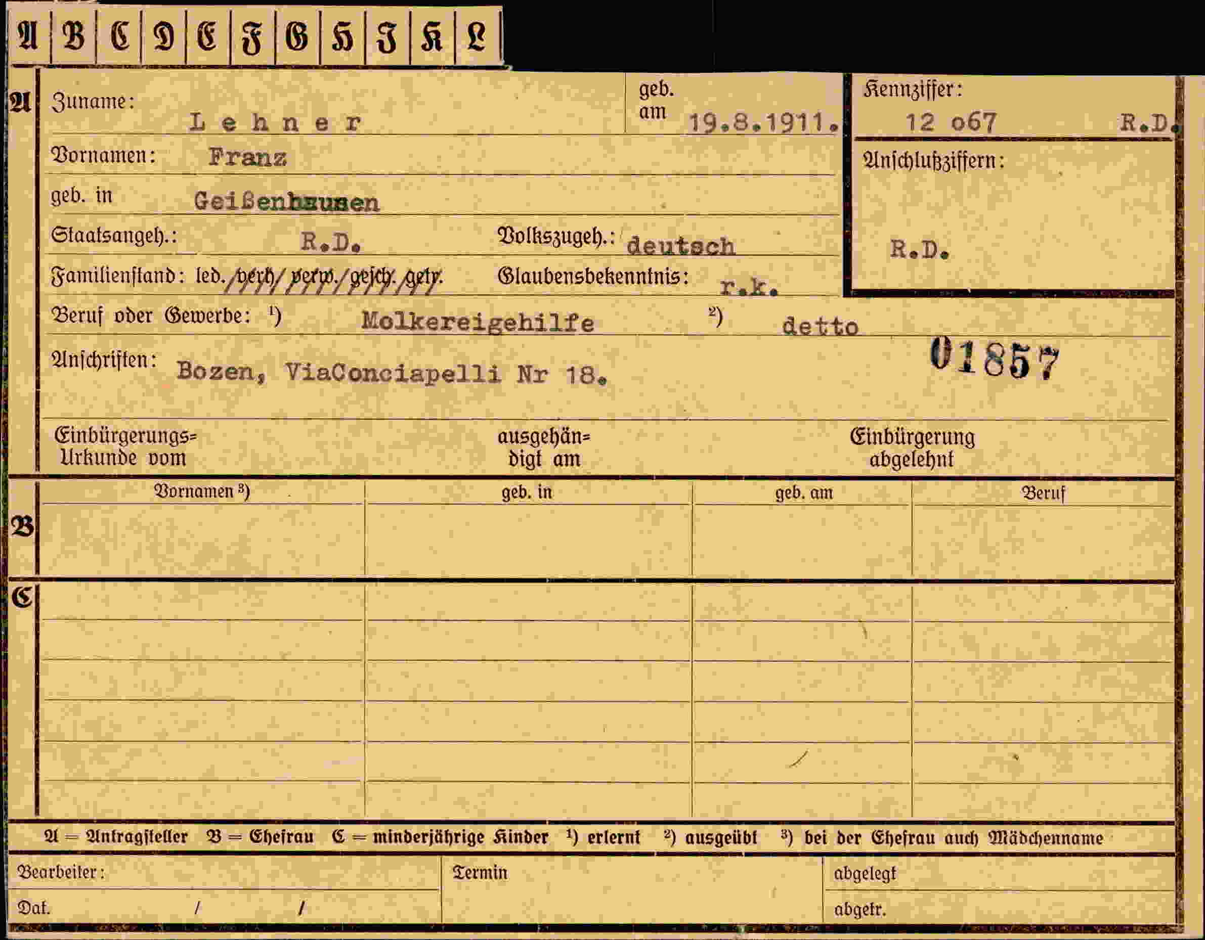 Dokument für Franz Lehner