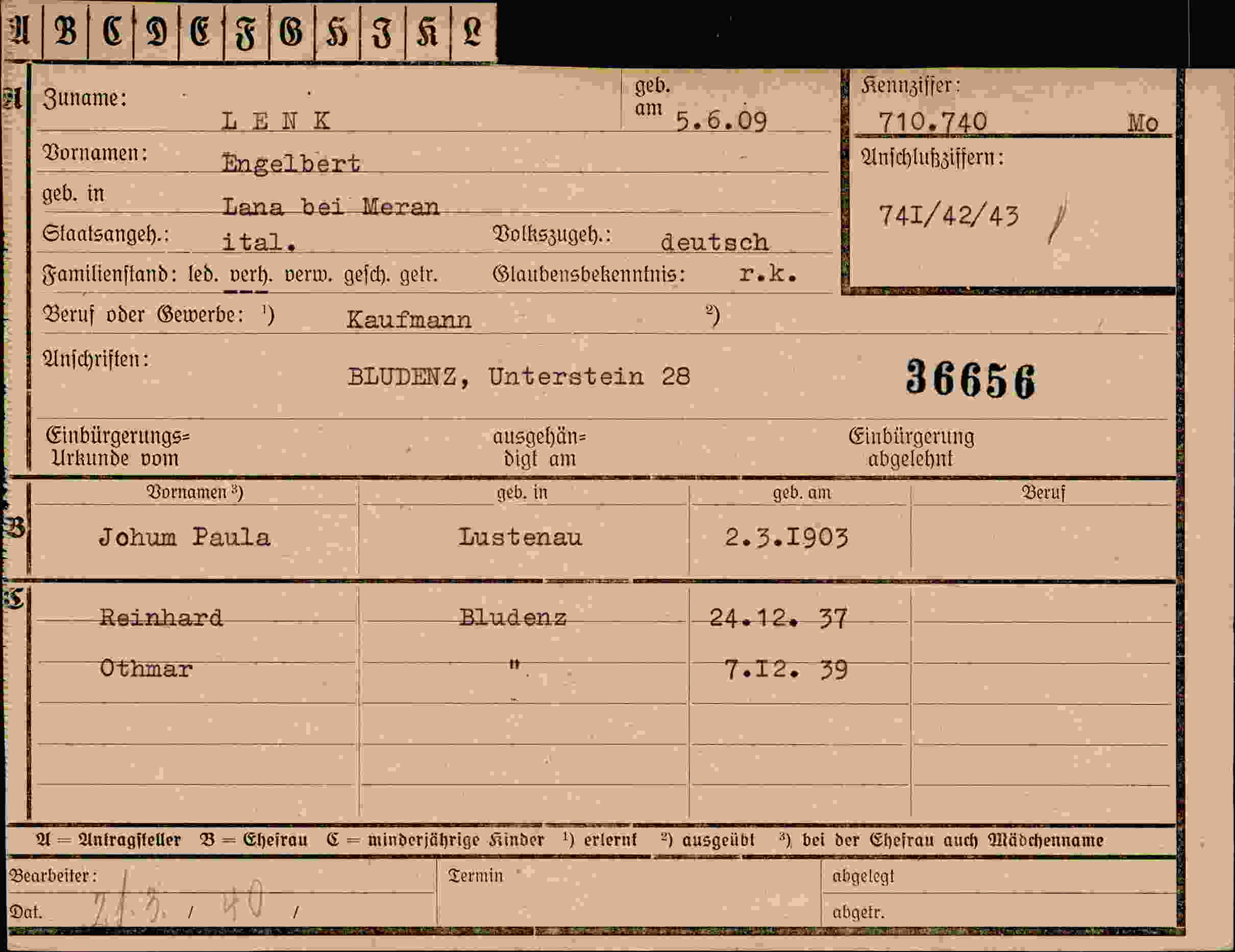 Vorderseite des Dokuments