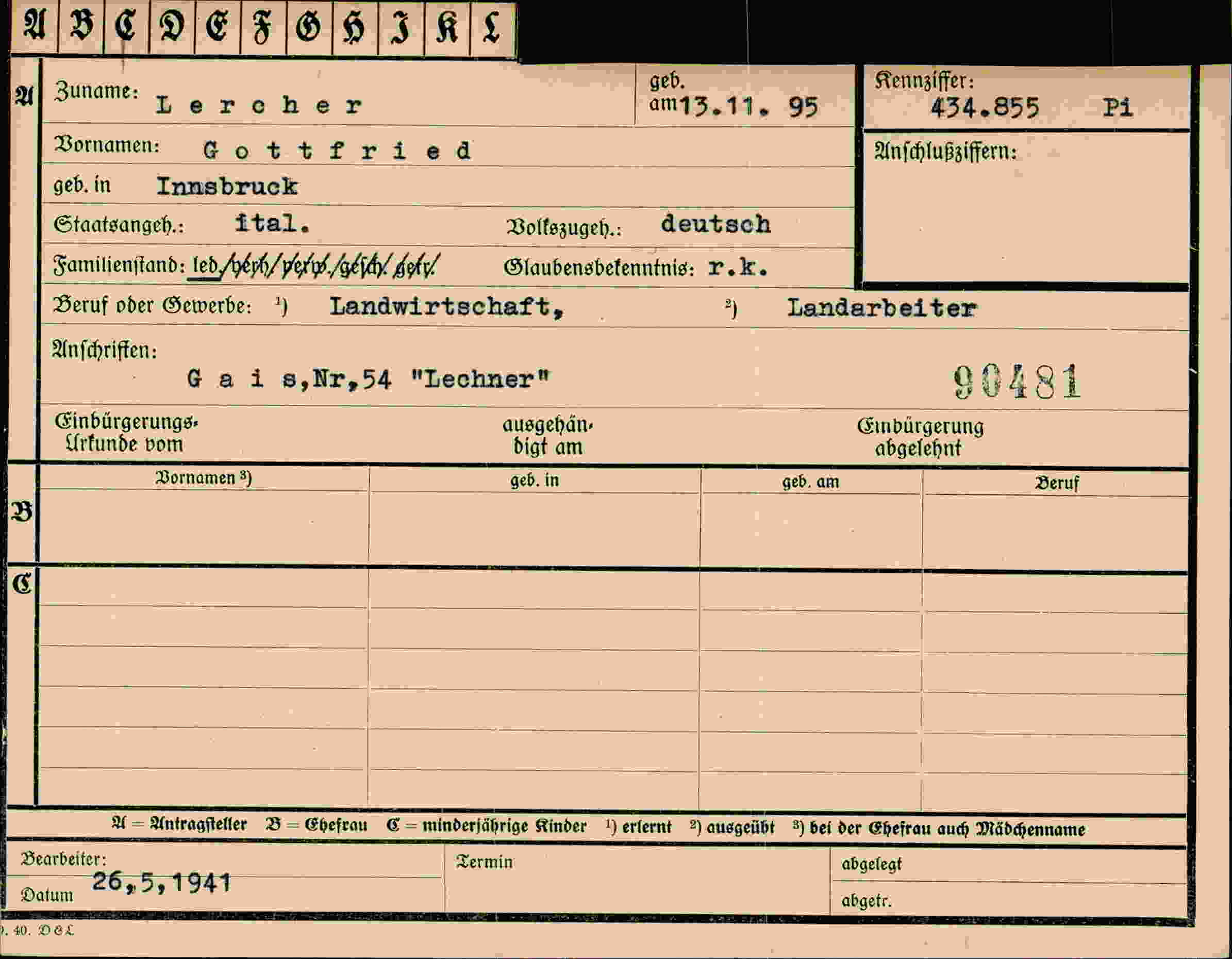 Vorderseite des Dokuments