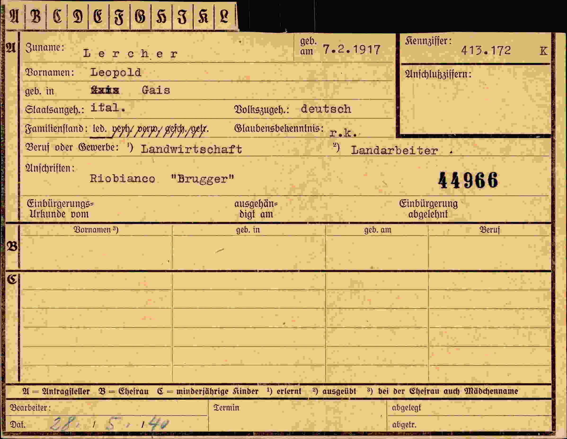 Dokument für Leopold Lercher