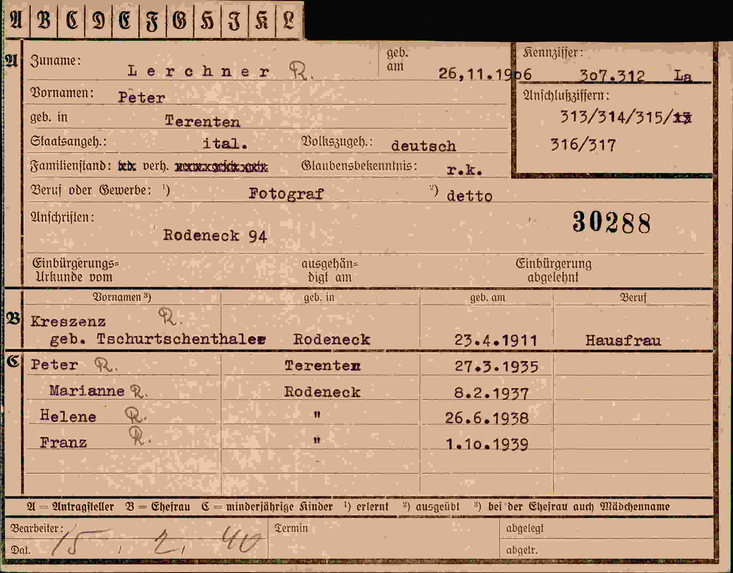Vorderseite des Dokuments