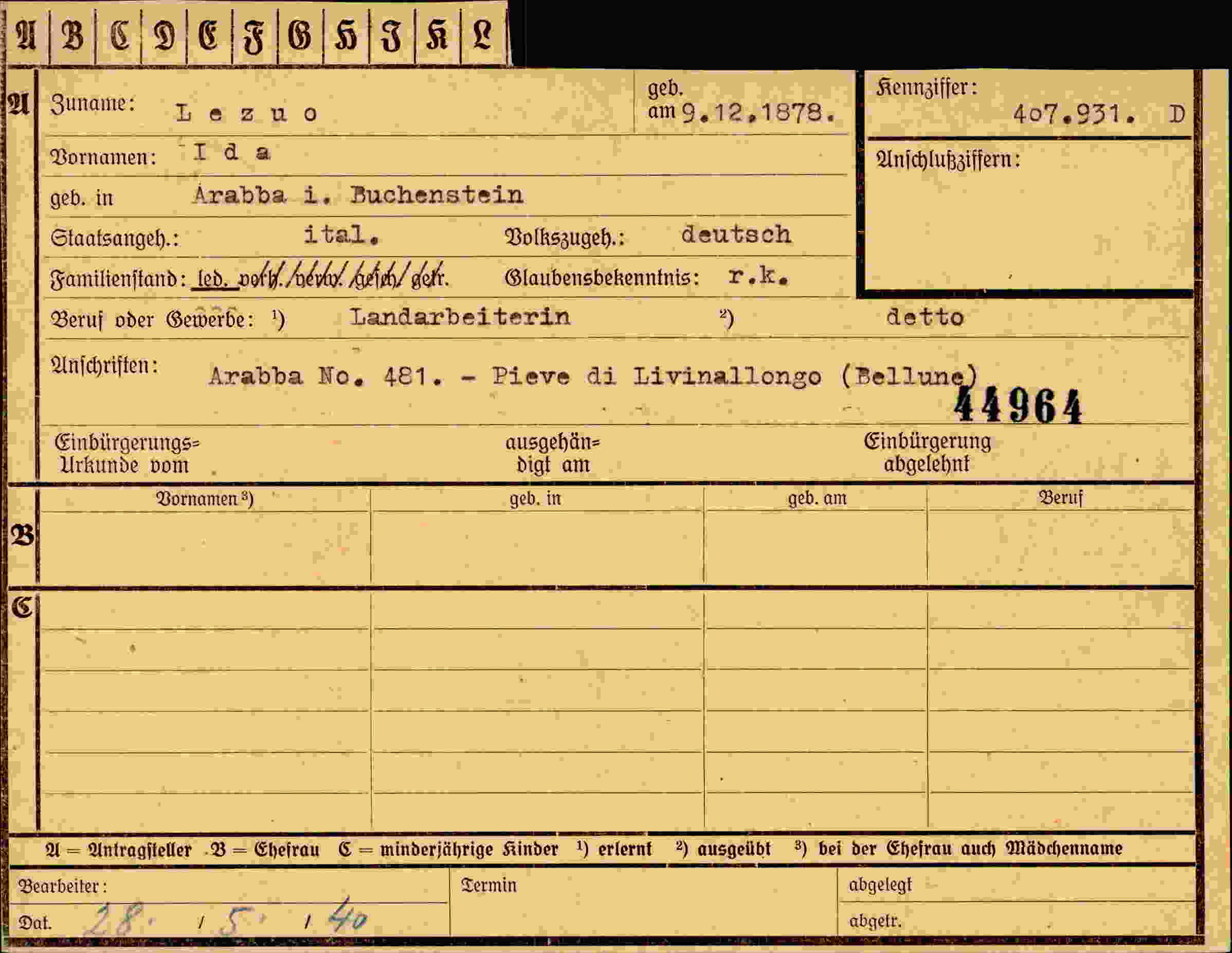 Dokument für Ida Lezuo