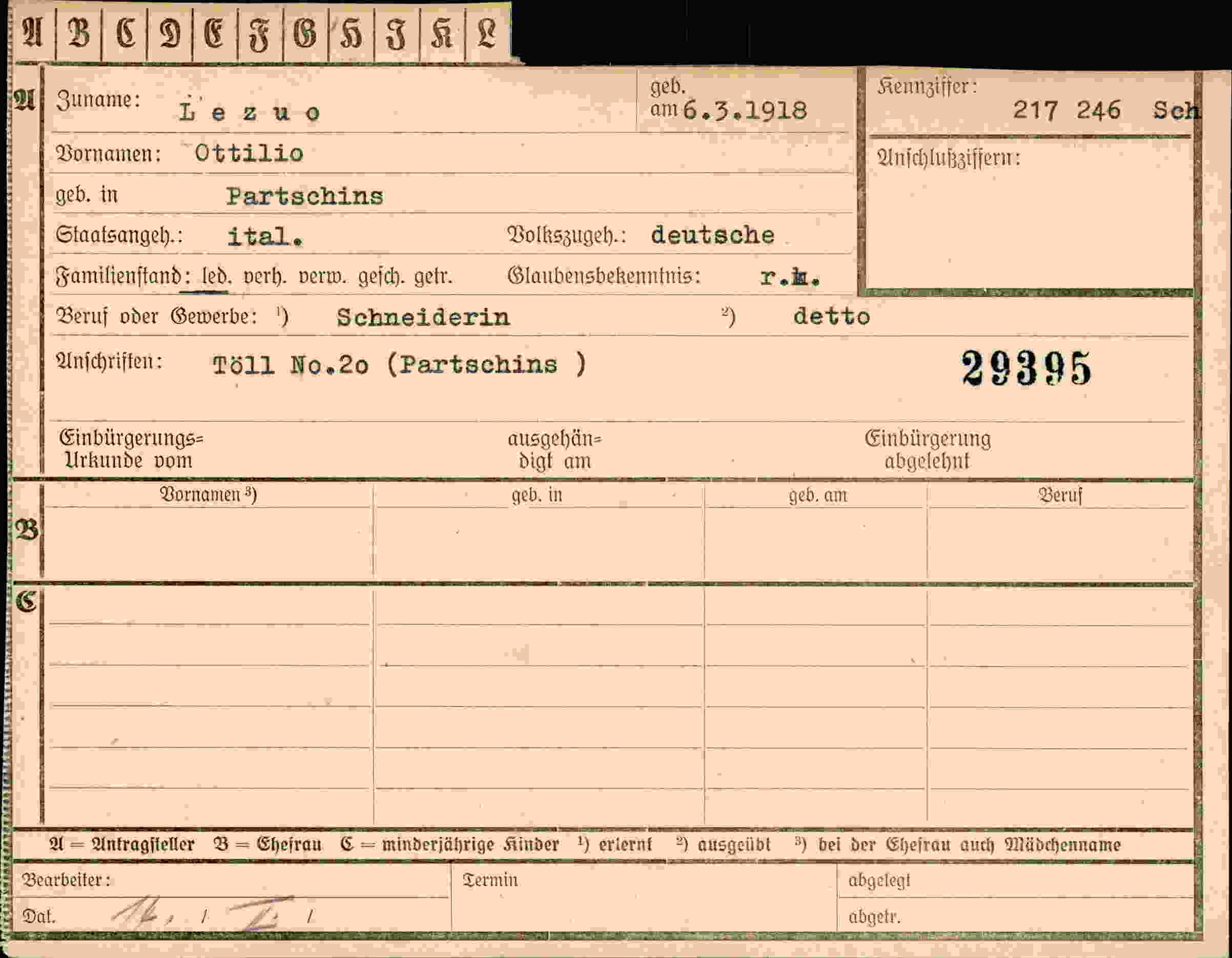 Vorderseite des Dokuments