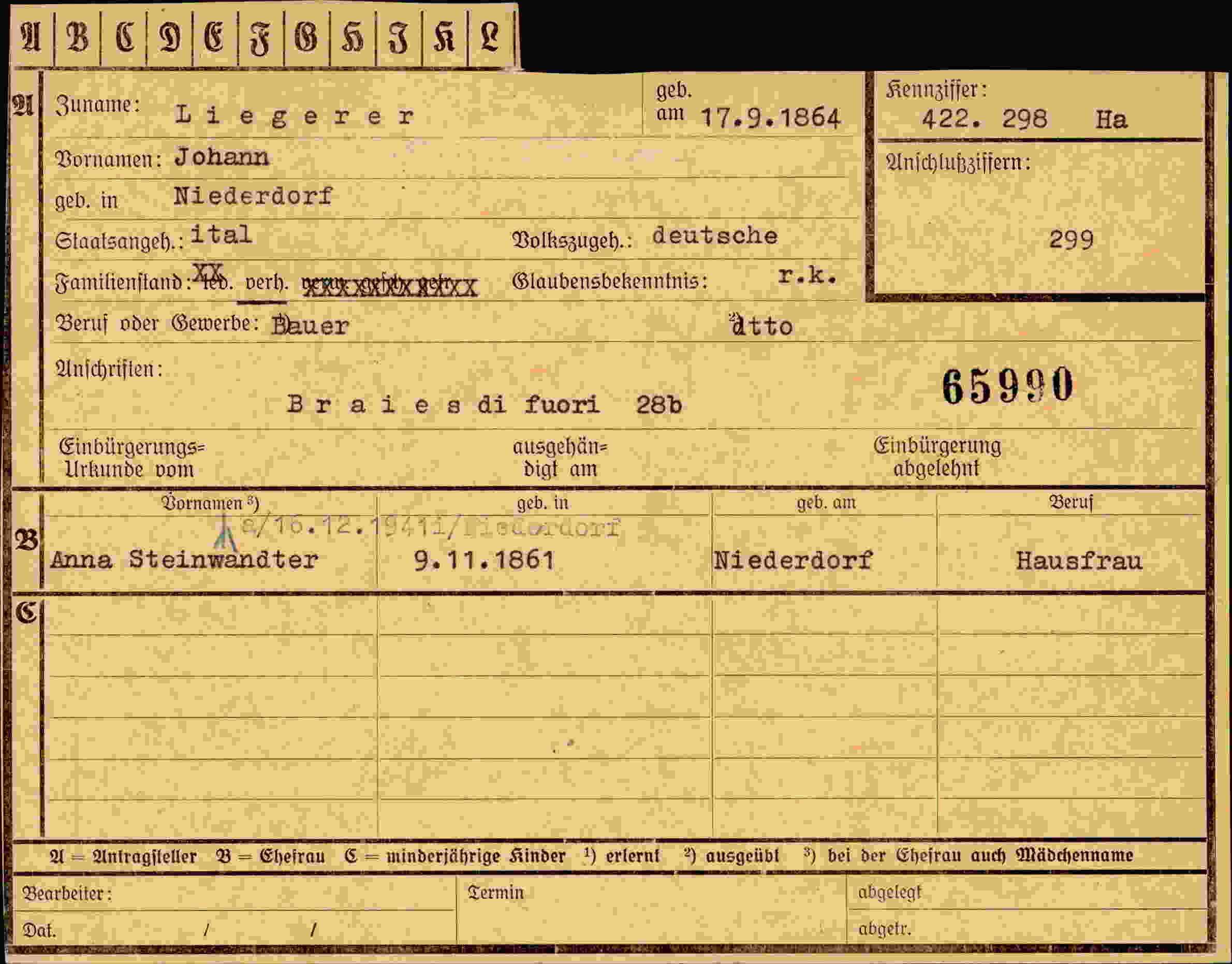 Vorderseite des Dokuments
