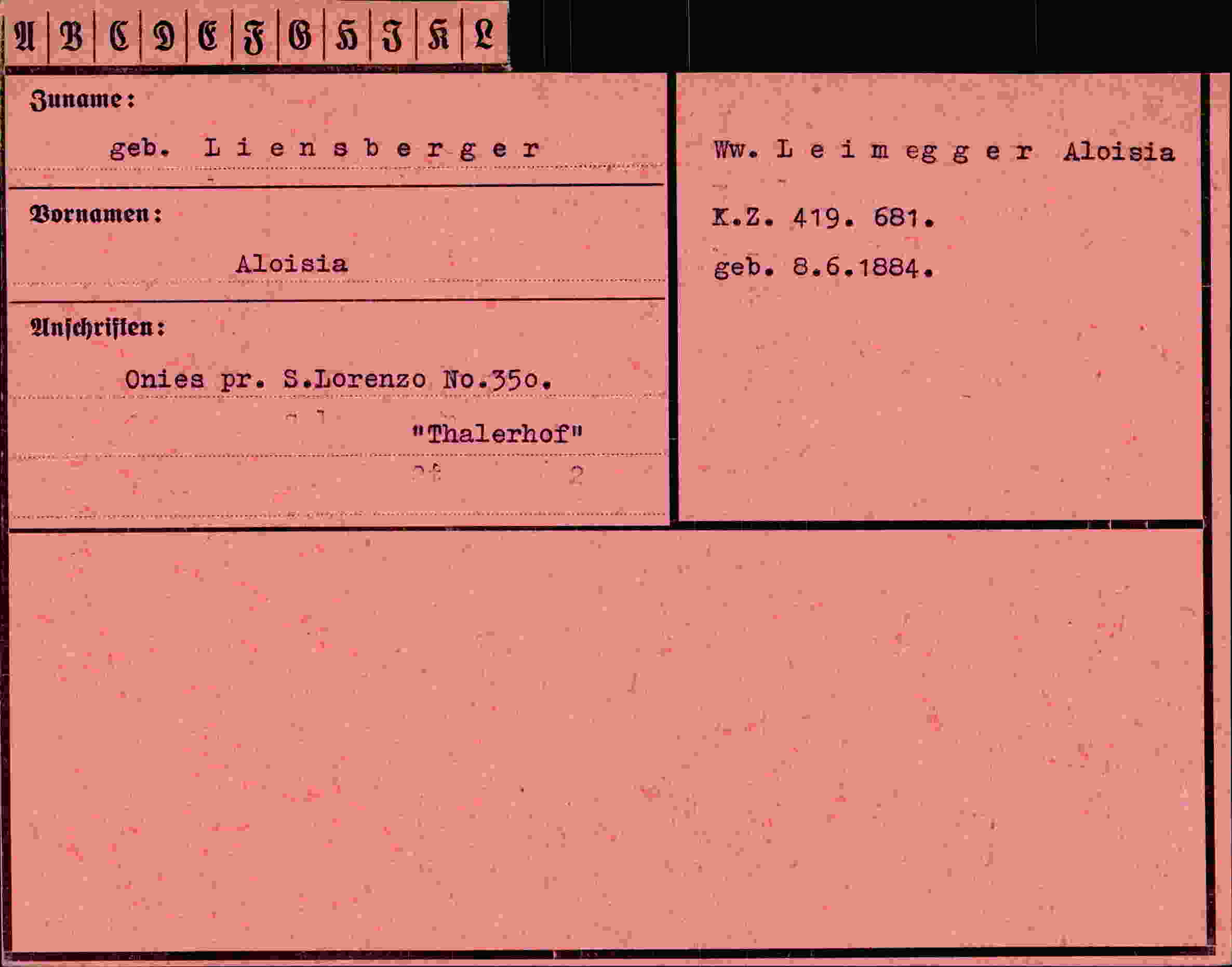 Vorderseite des Dokuments