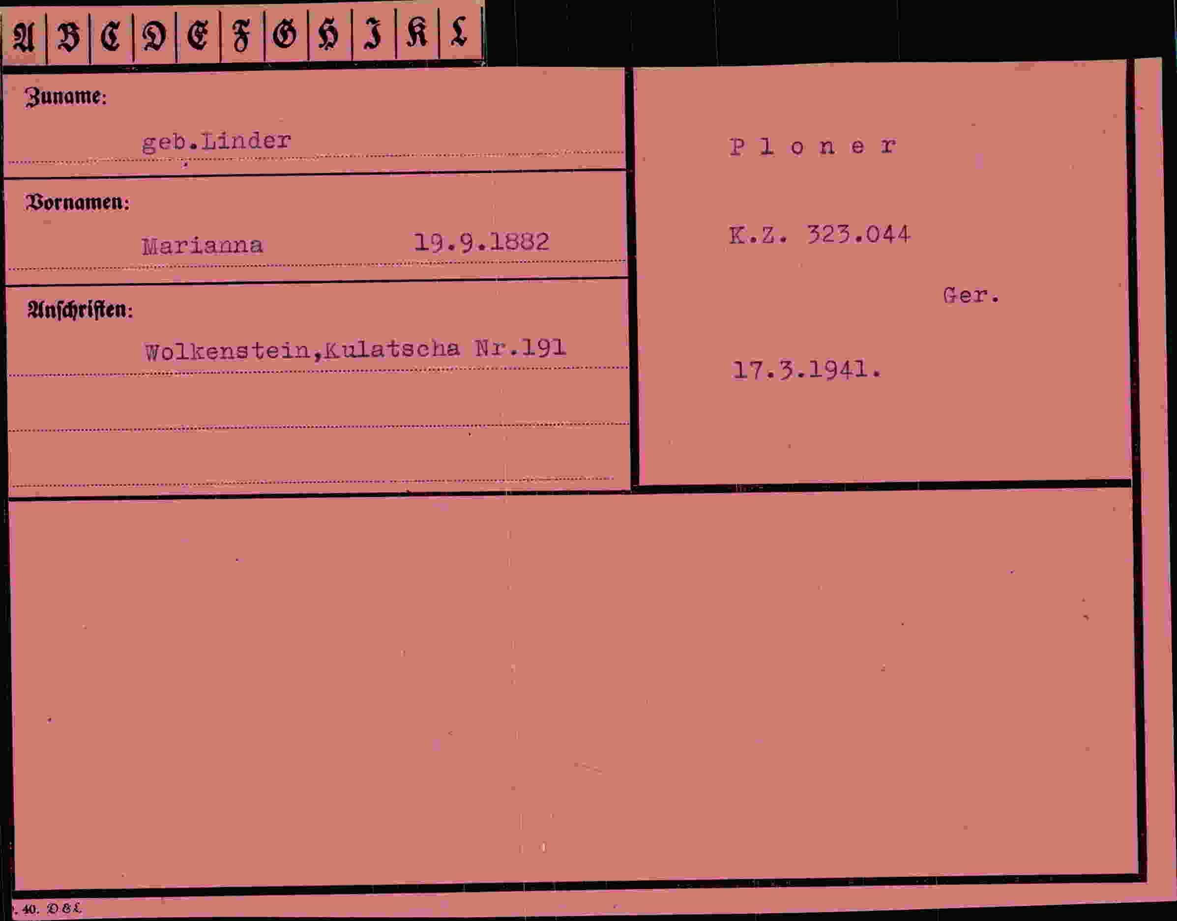 Vorderseite des Dokuments