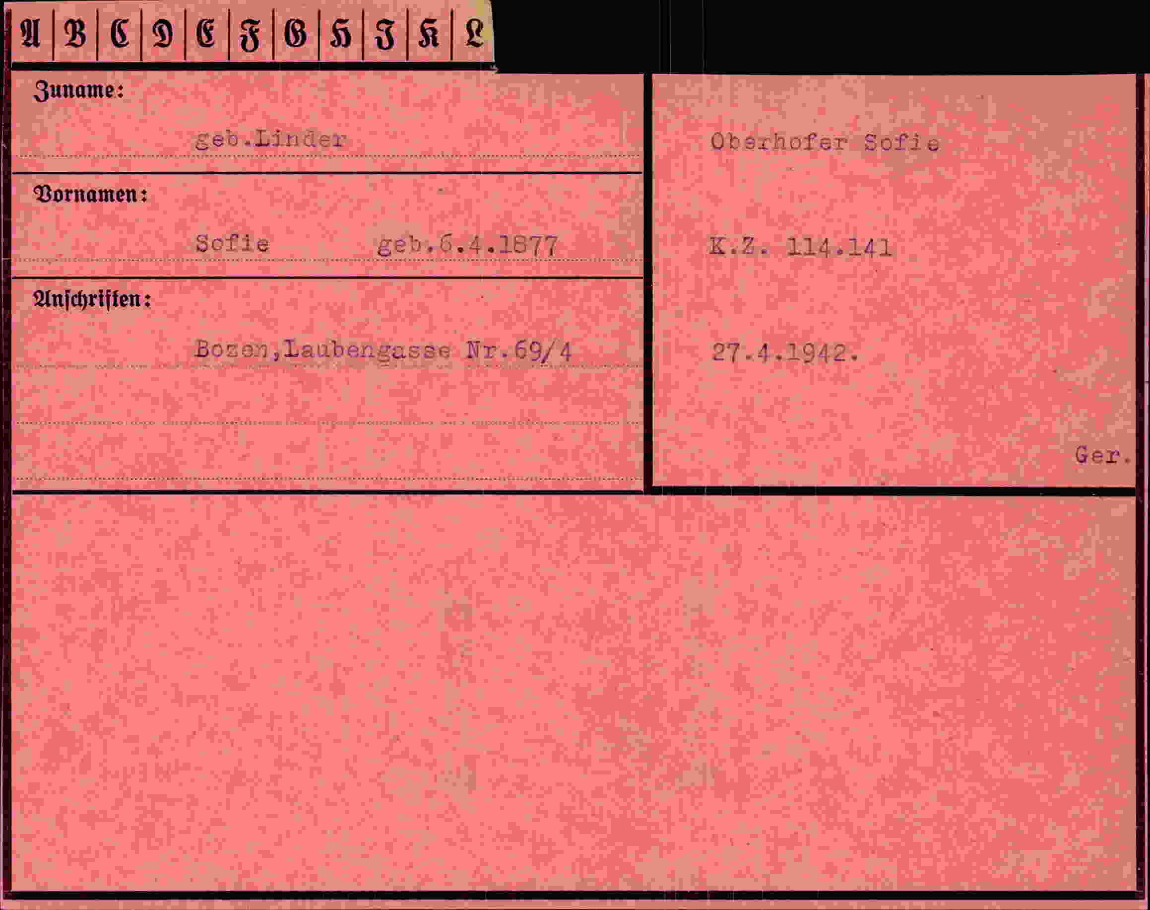 Vorderseite des Dokuments