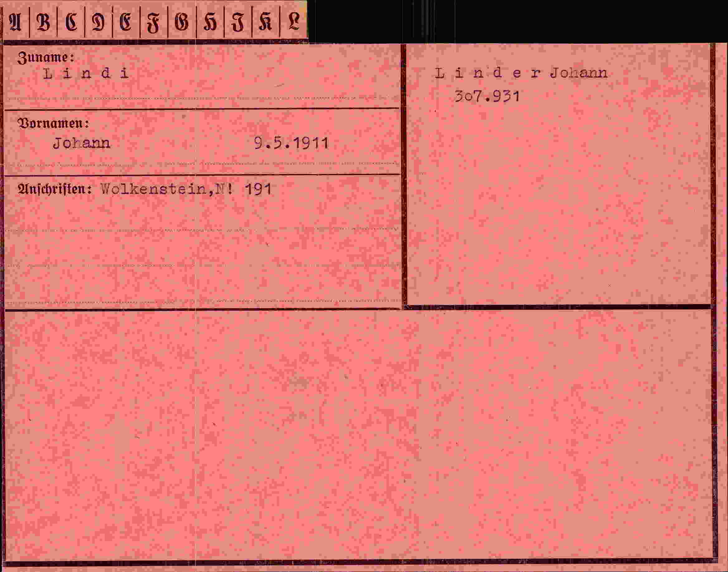 Vorderseite des Dokuments