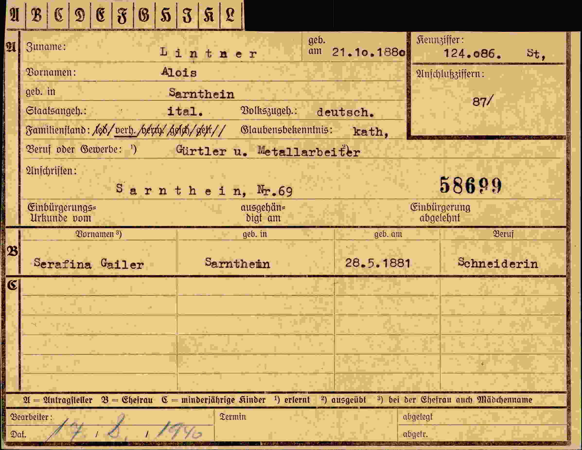 Dokument für Alois Lintner