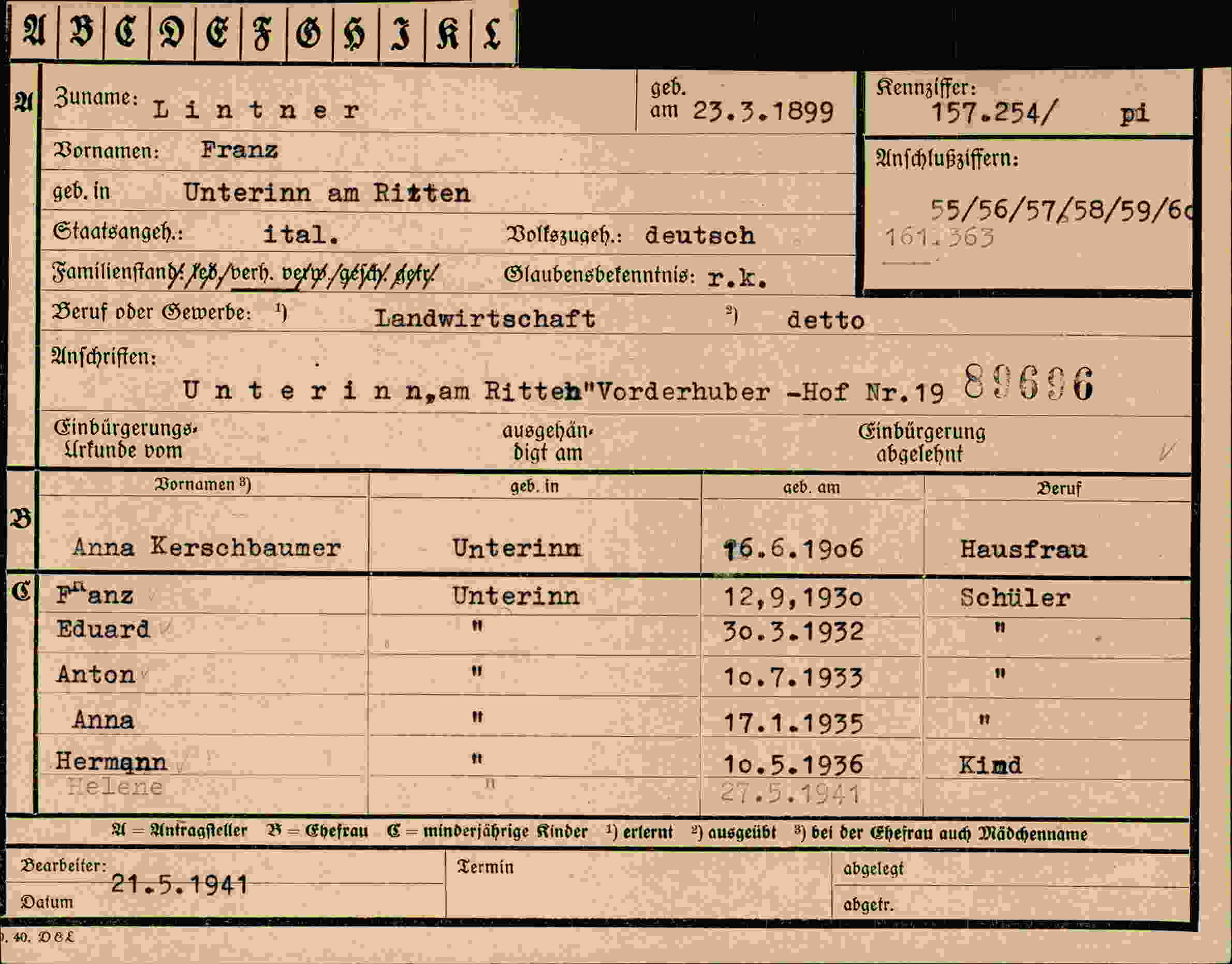 Dokument für Franz Lintner