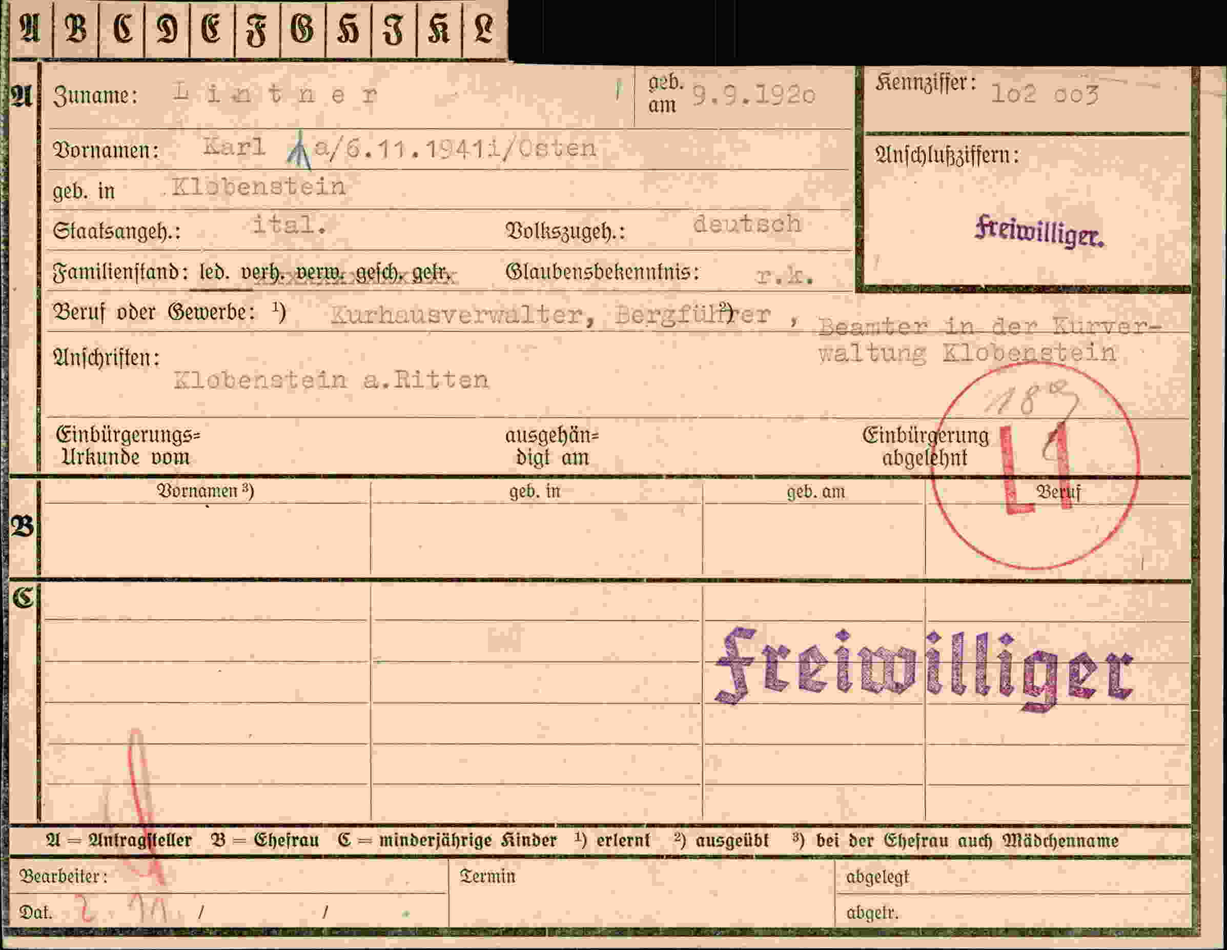 Dokument für Karl Lintner