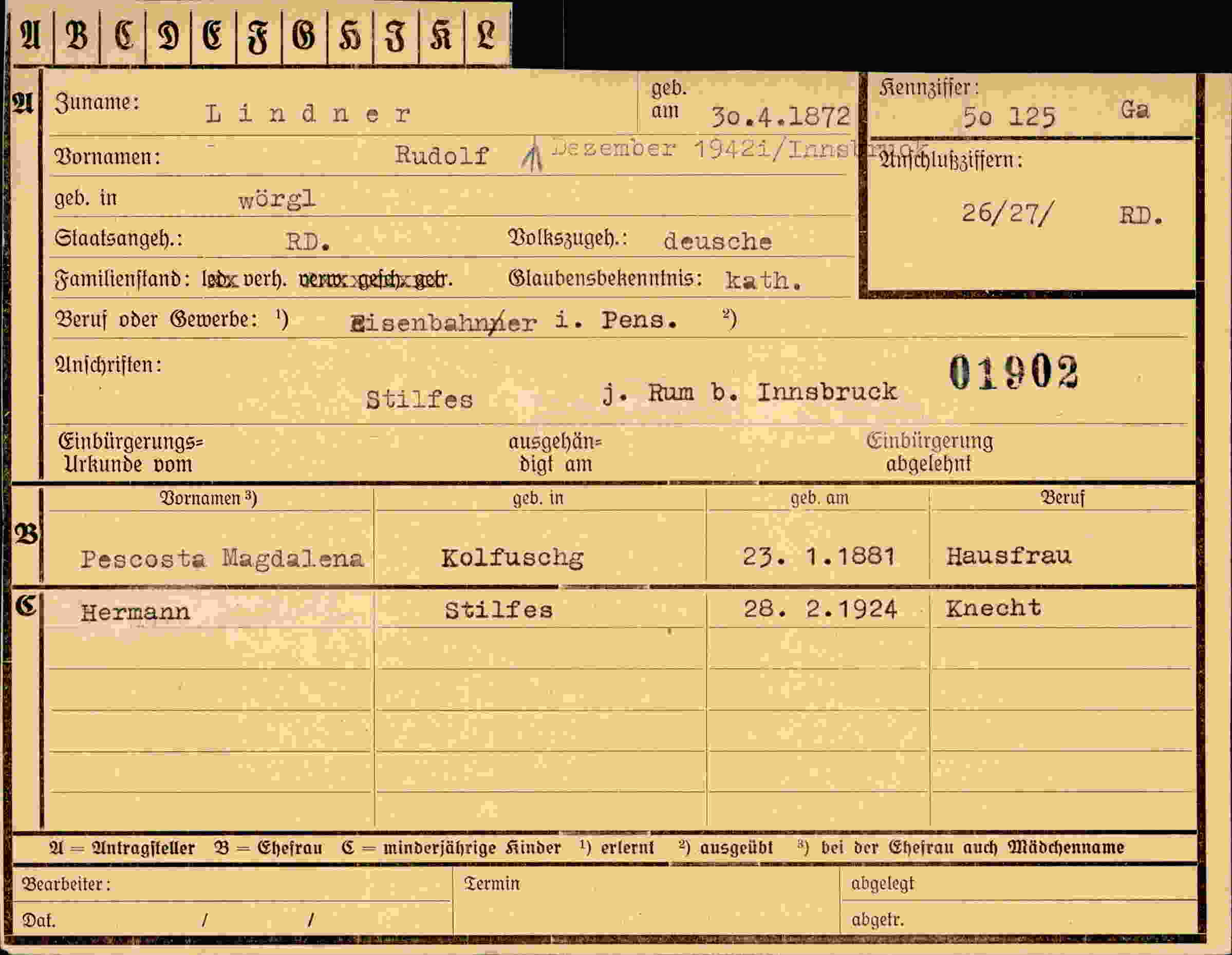 Dokument für Rudolf Lindner