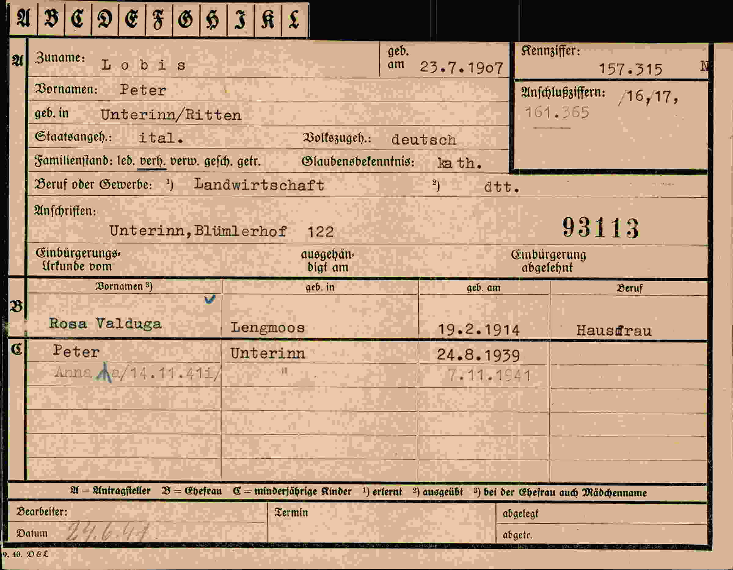 Vorderseite des Dokuments